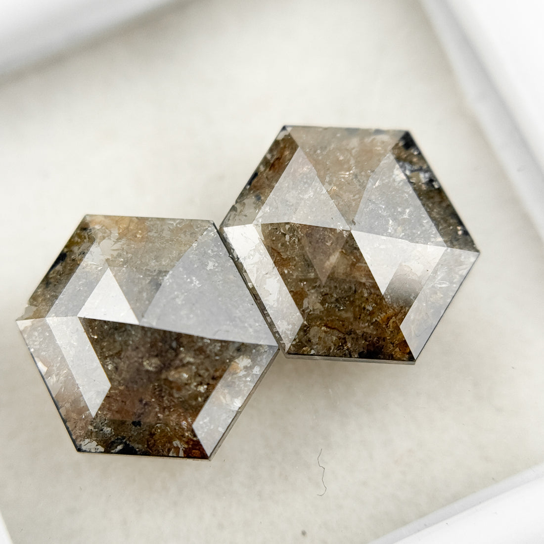 3.27 Ct Hexagon Rose Cut Red Natural Salt and Pepper Diamond