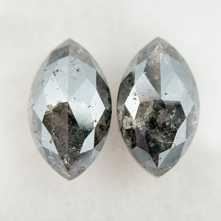 3.80 Ct Marquise Rose Cut Grey Natural Salt and Pepper Diamond