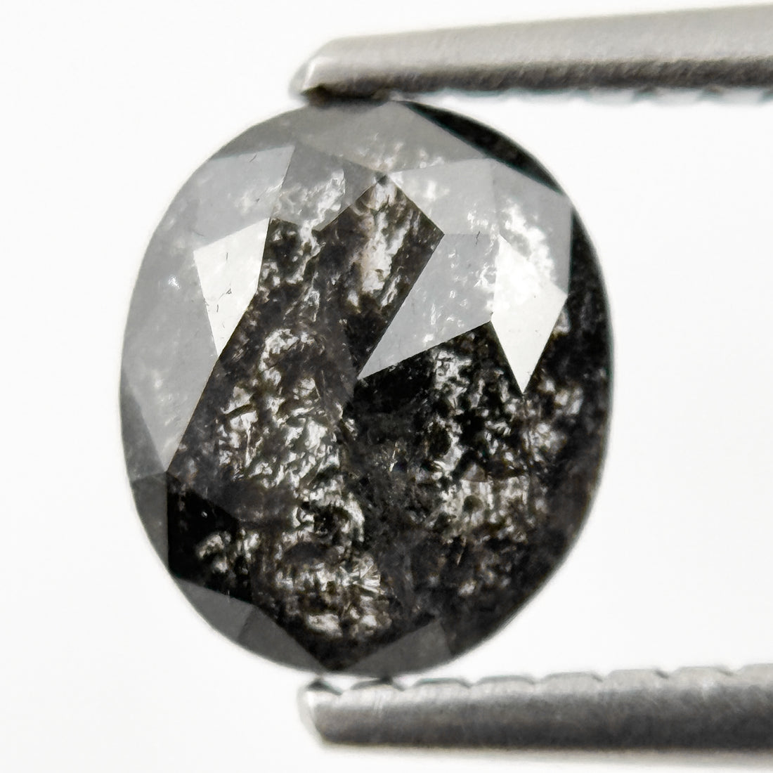 1.06 Ct Oval Rose Cut Grey Natural Salt and Pepper Diamond