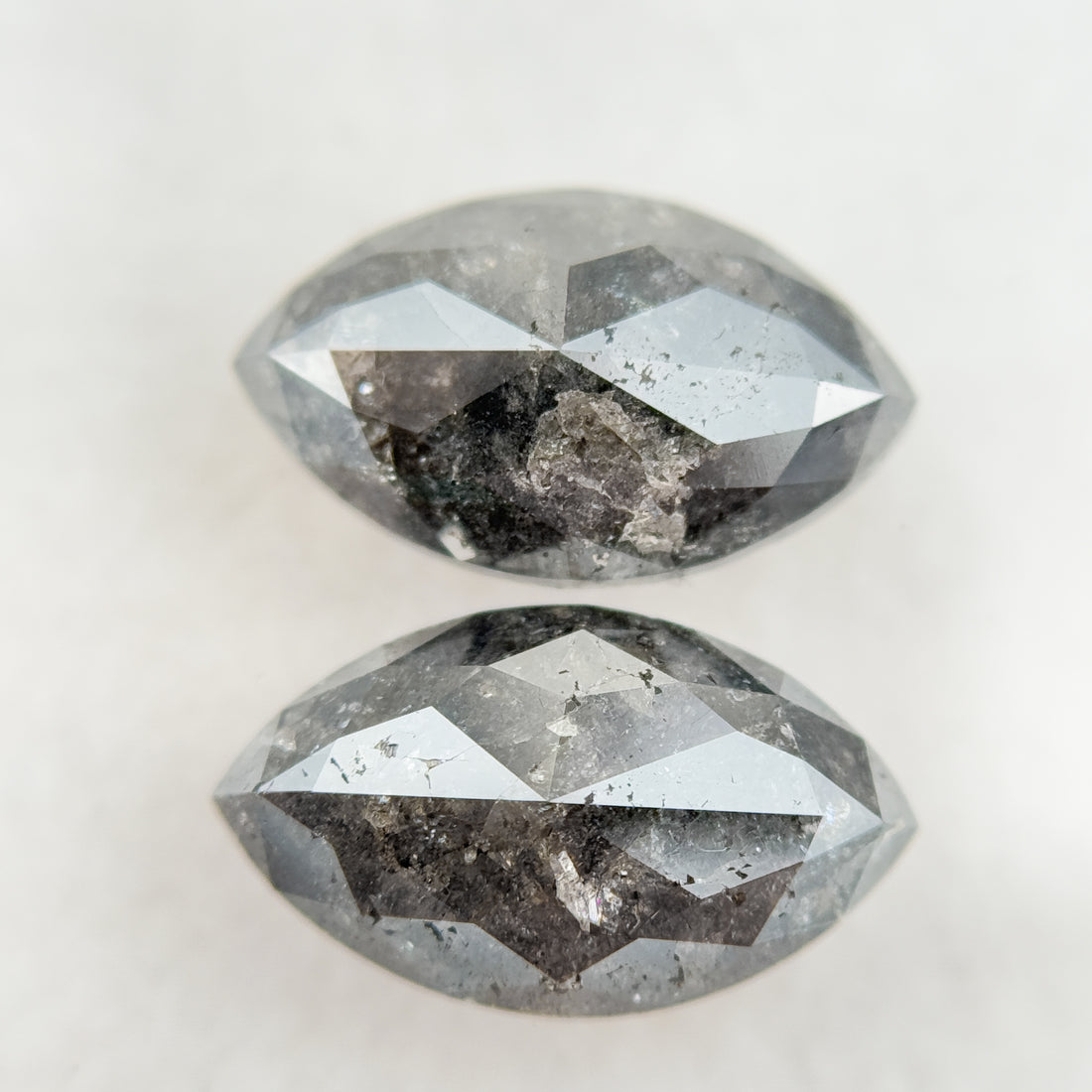 3.80 Ct Marquise Rose Cut Grey Natural Salt and Pepper Diamond