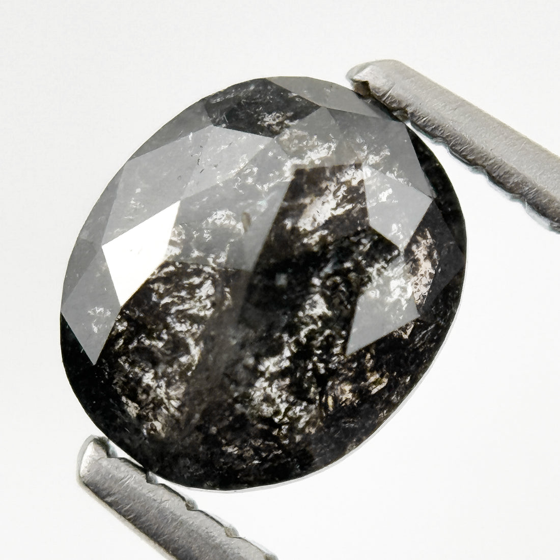 1.06 Ct Oval Rose Cut Grey Natural Salt and Pepper Diamond