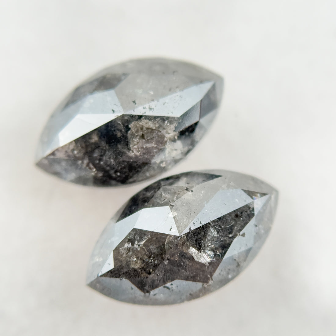 3.80 Ct Marquise Rose Cut Grey Natural Salt and Pepper Diamond