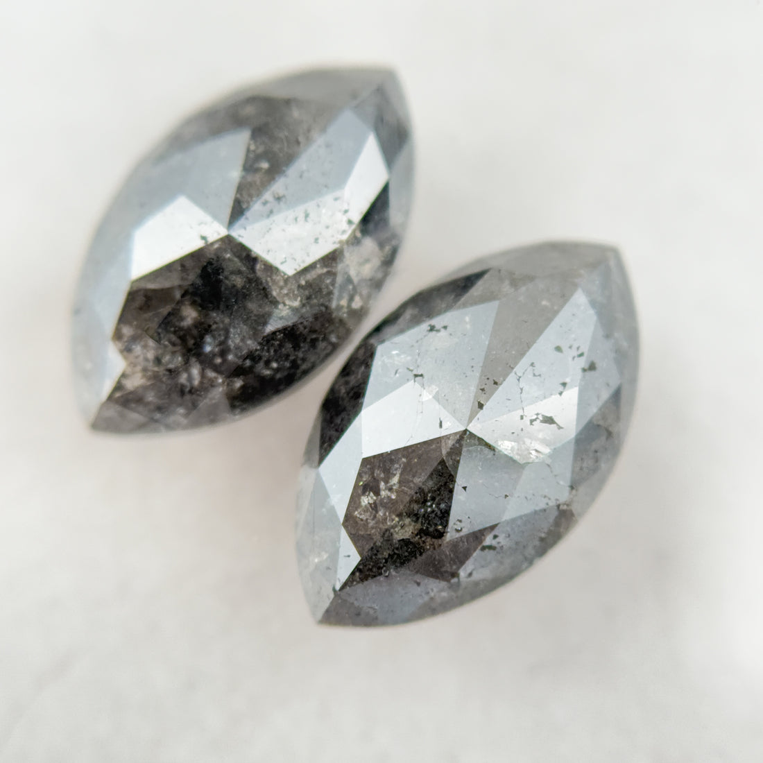 3.80 Ct Marquise Rose Cut Grey Natural Salt and Pepper Diamond