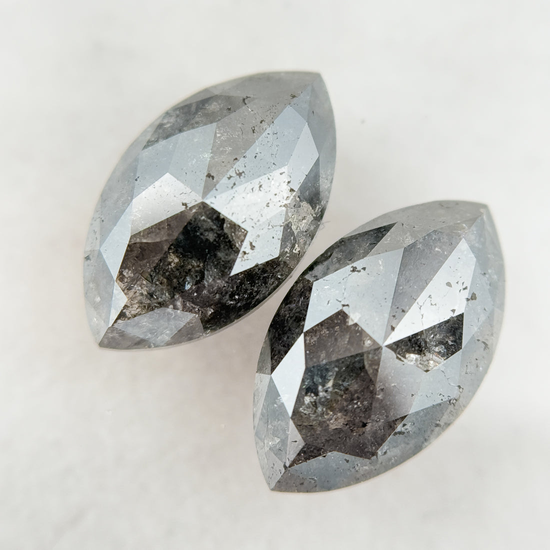 3.80 Ct Marquise Rose Cut Grey Natural Salt and Pepper Diamond
