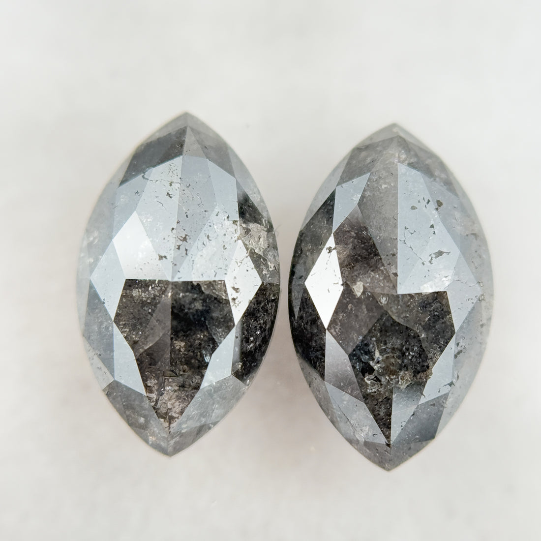 3.80 Ct Marquise Rose Cut Grey Natural Salt and Pepper Diamond