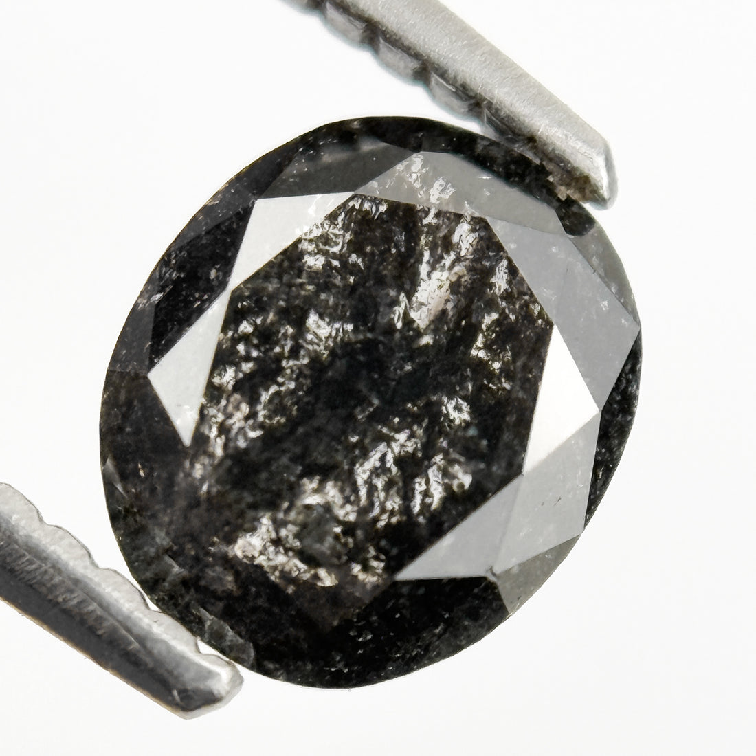 1.06 Ct Oval Rose Cut Grey Natural Salt and Pepper Diamond