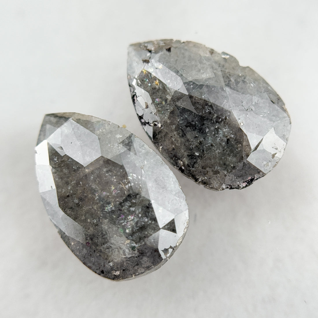 3.64 Ct Pear Rose Cut Grey Natural Salt and Pepper Diamond