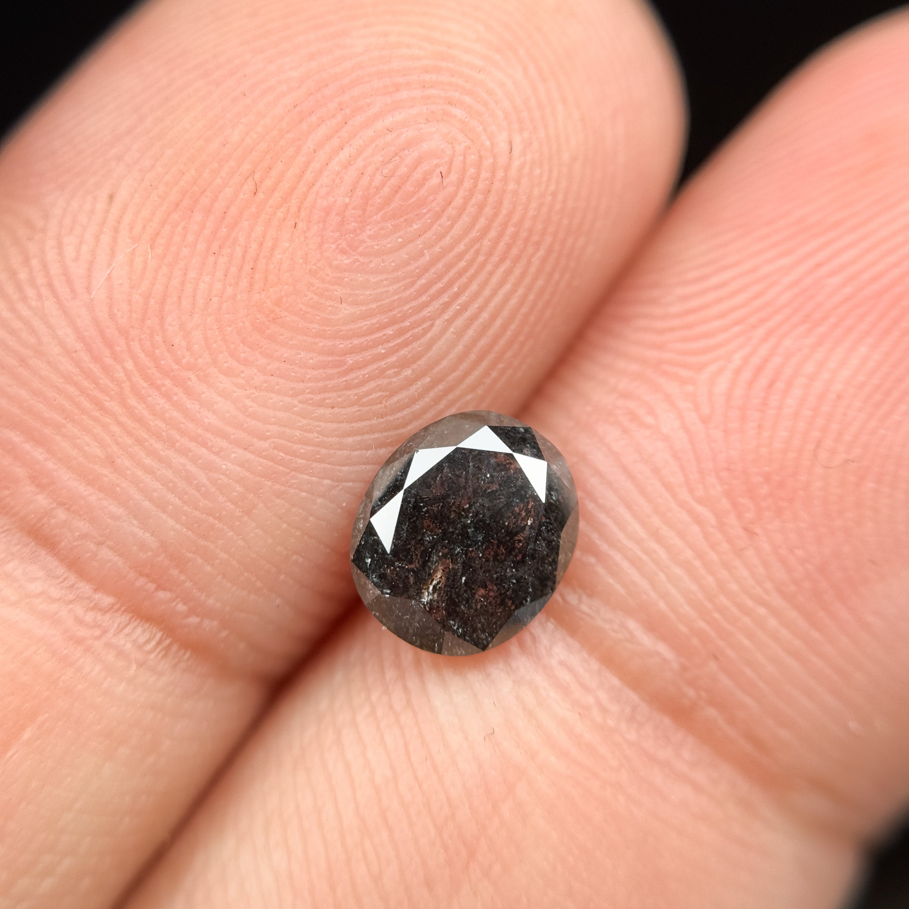 1.06 Ct Oval Rose Cut Grey Natural Salt and Pepper Diamond