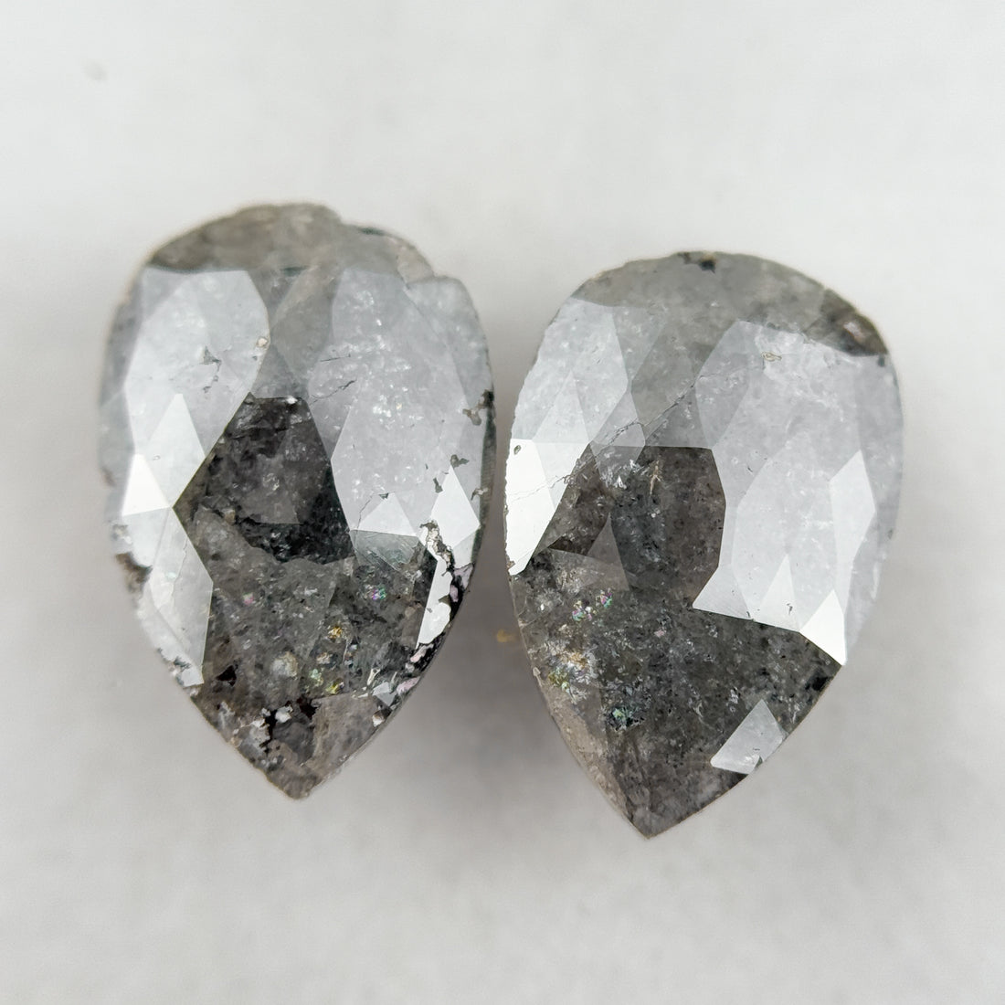 3.64 Ct Pear Rose Cut Grey Natural Salt and Pepper Diamond