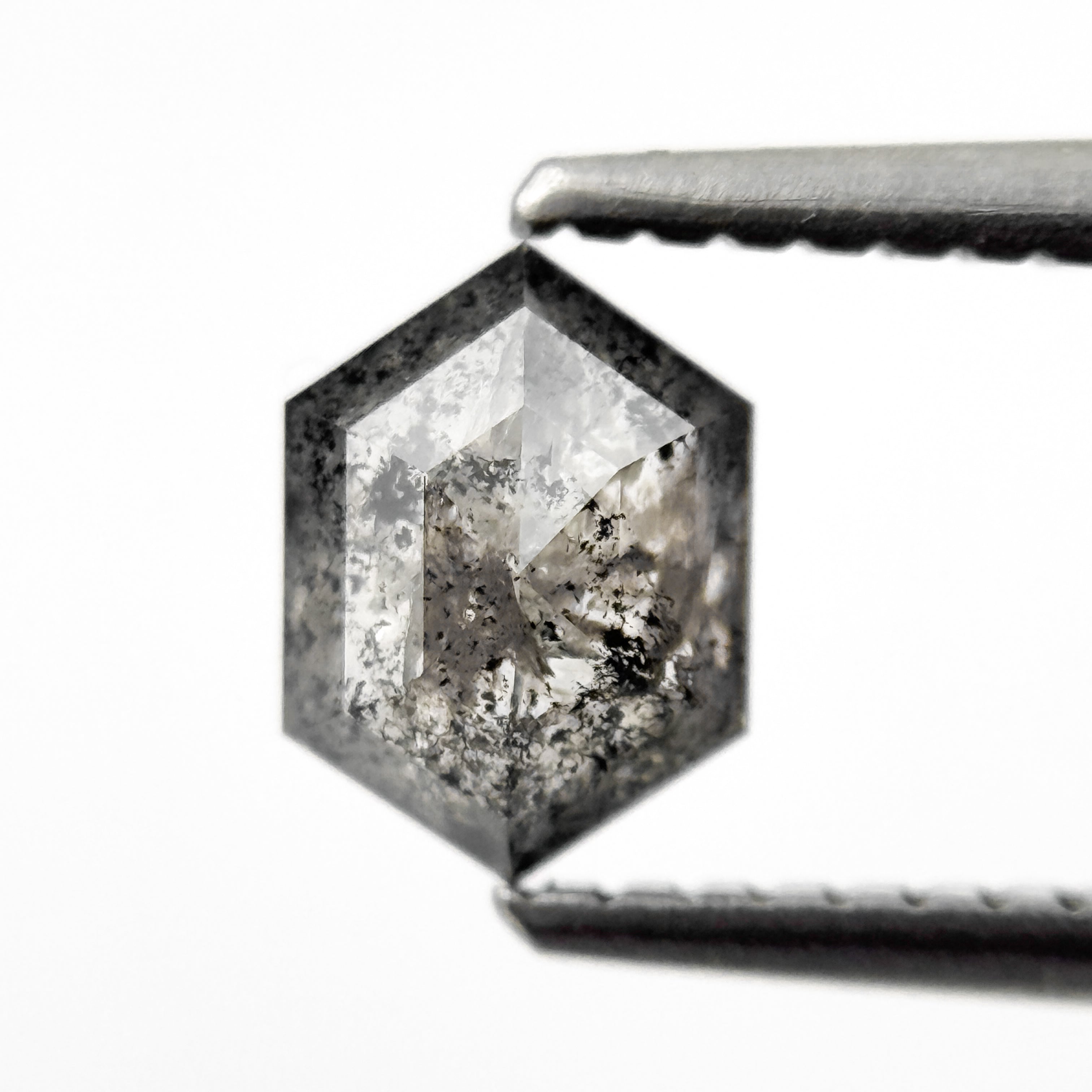 0.75 Ct Hexagon Rose Cut Grey Natural Salt and Pepper Diamond