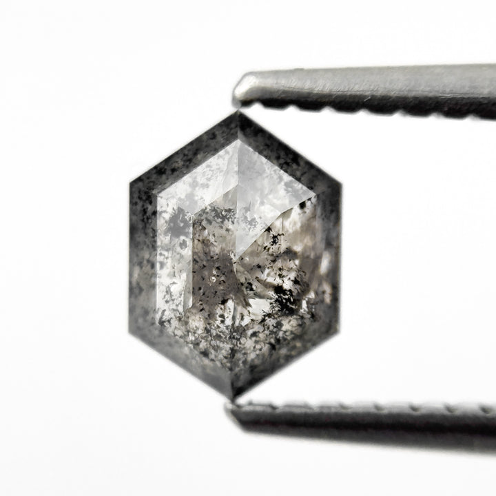 0.75 Ct Hexagon Rose Cut Grey Natural Salt and Pepper Diamond