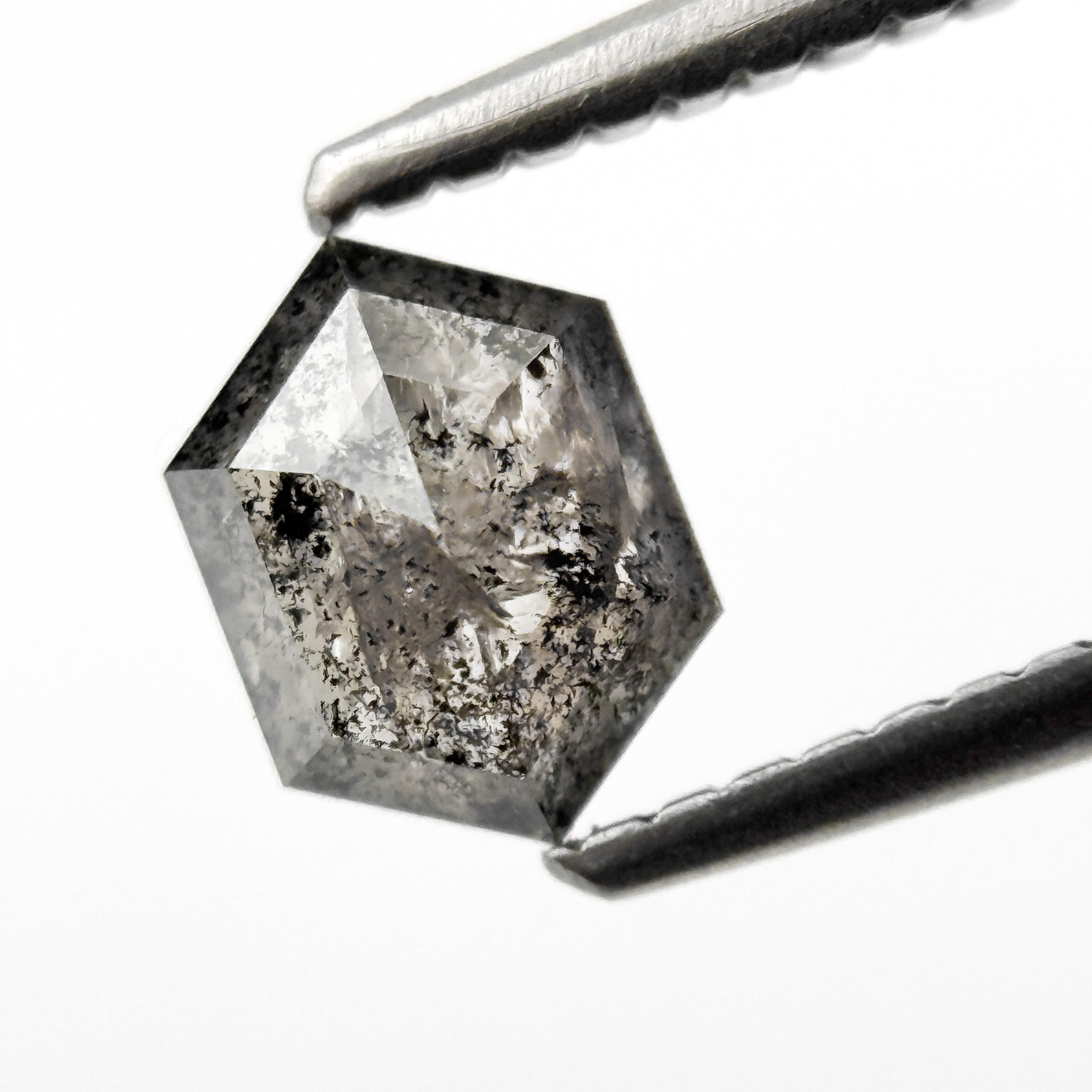 0.75 Ct Hexagon Rose Cut Grey Natural Salt and Pepper Diamond