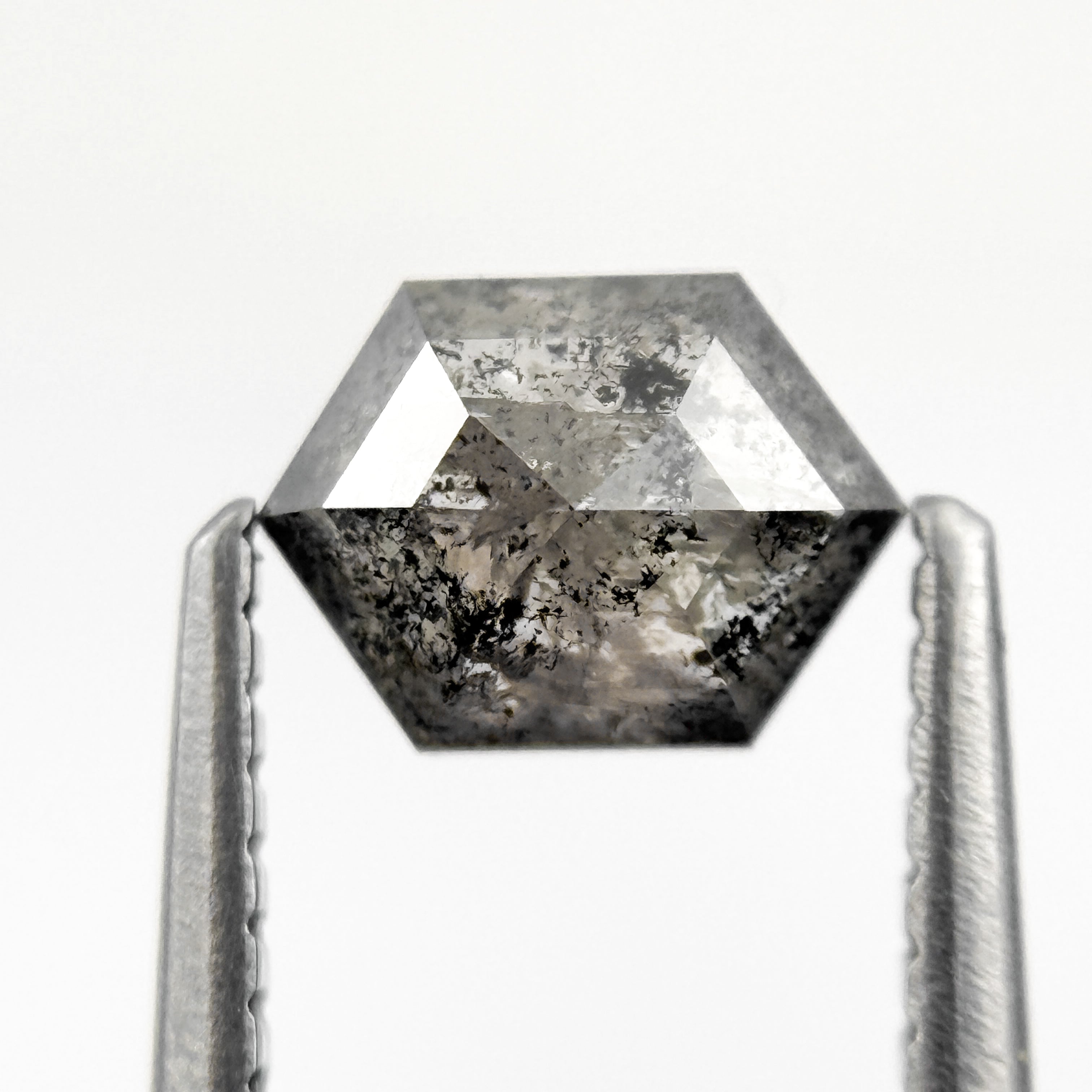 0.75 Ct Hexagon Rose Cut Grey Natural Salt and Pepper Diamond