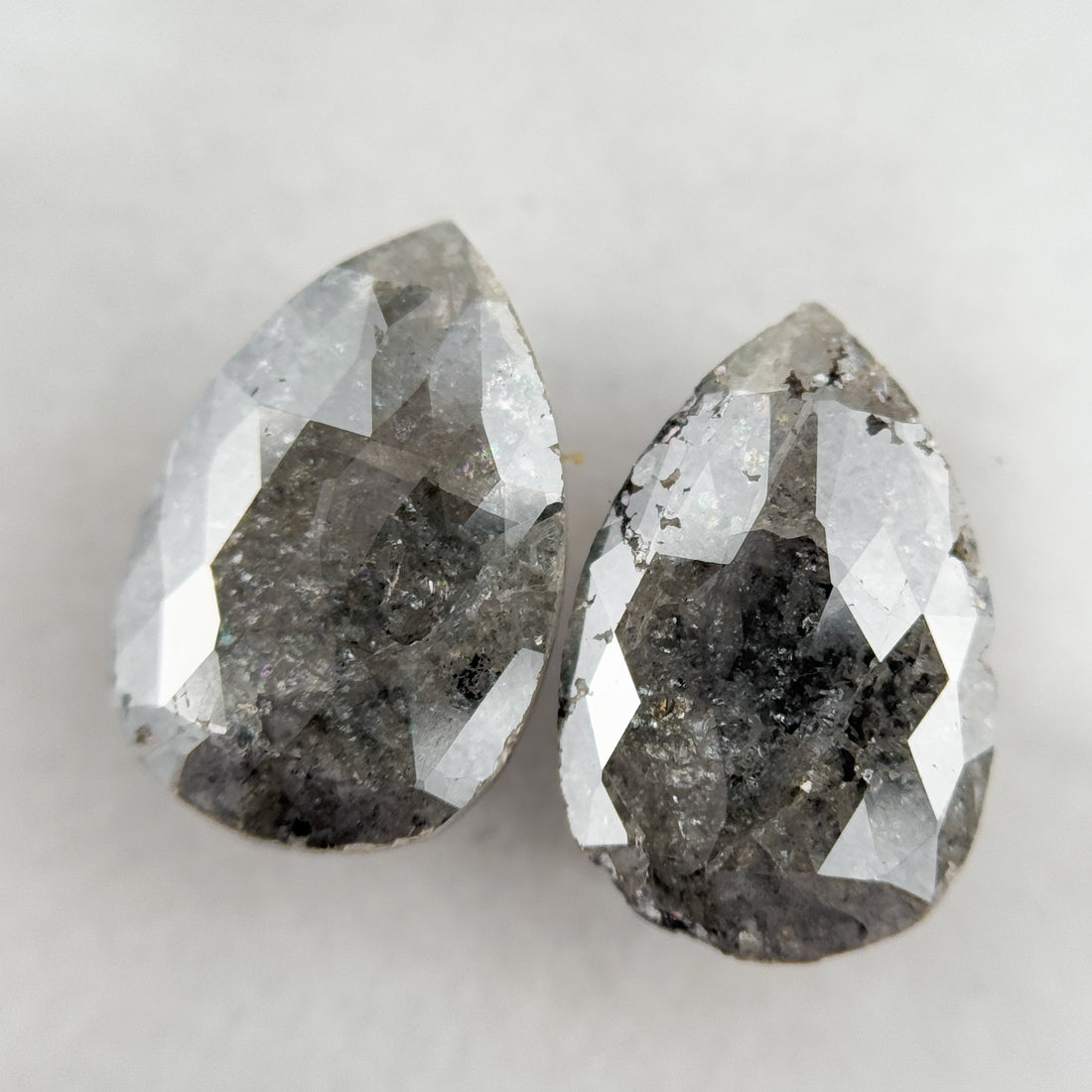 3.64 Ct Pear Rose Cut Grey Natural Salt and Pepper Diamond