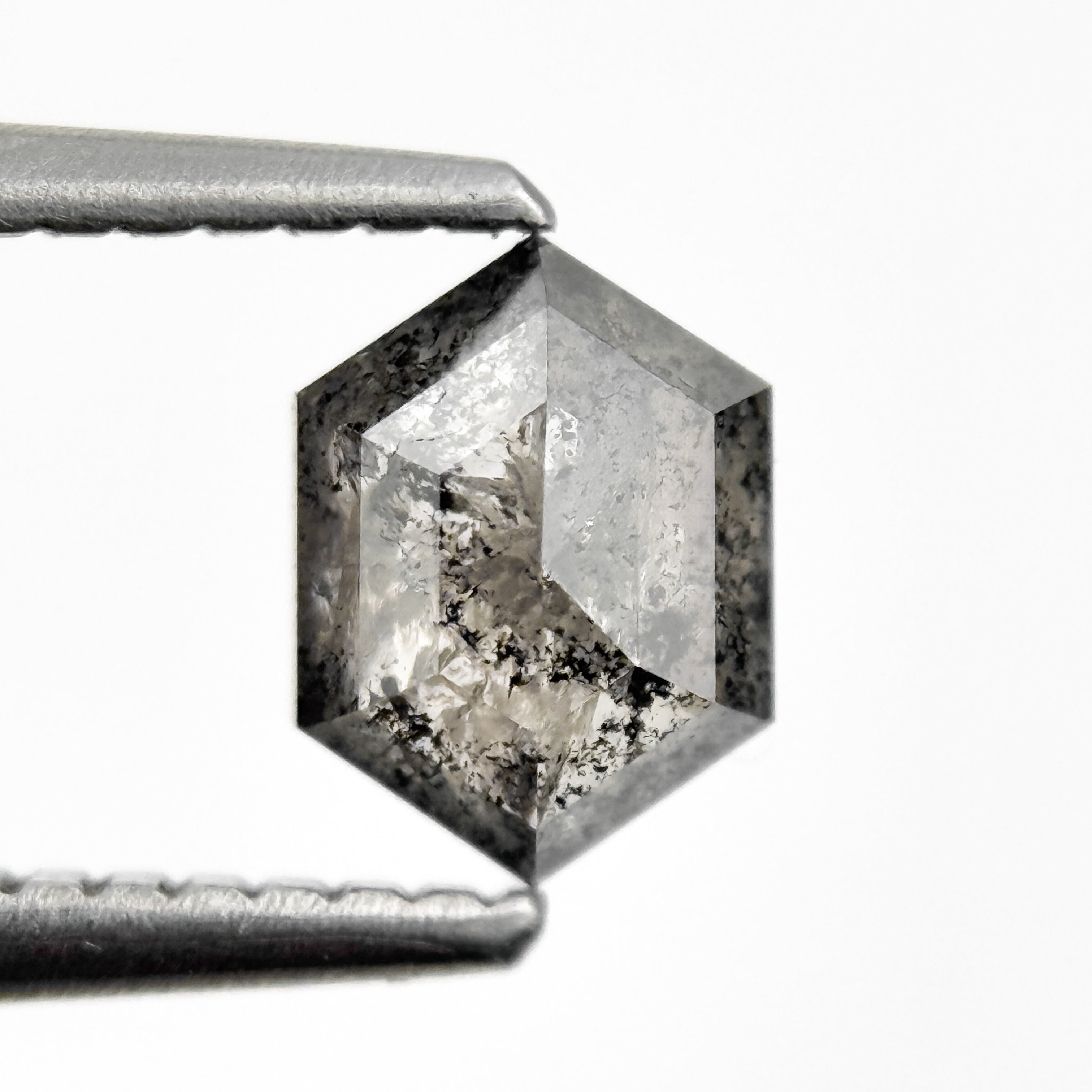 0.75 Ct Hexagon Rose Cut Grey Natural Salt and Pepper Diamond