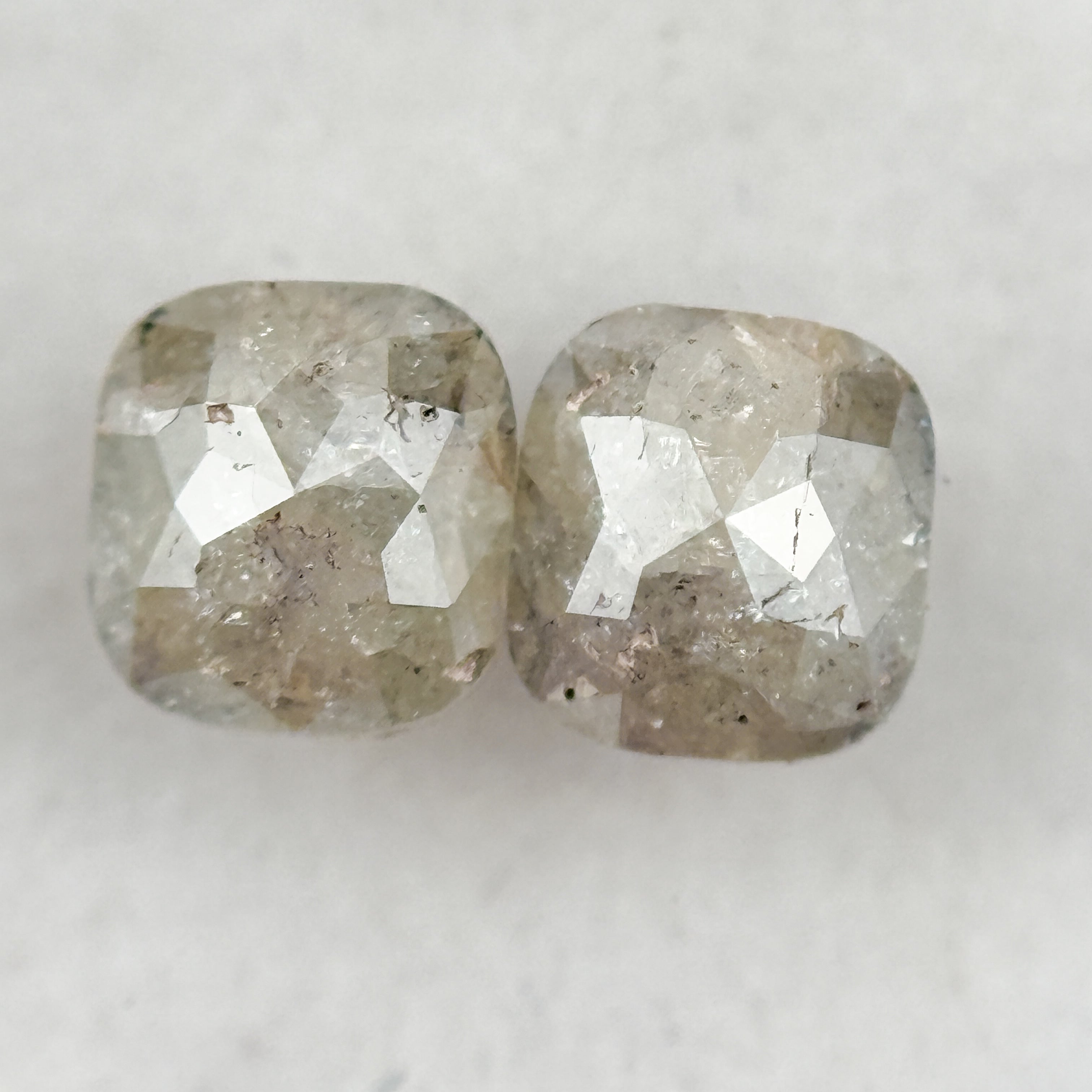 2.02 Ct Cushion Rose Cut Grey Natural Salt and Pepper Diamond