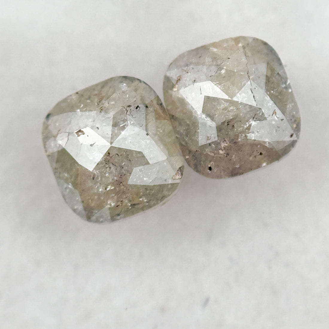 2.02 Ct Cushion Rose Cut Grey Natural Salt and Pepper Diamond