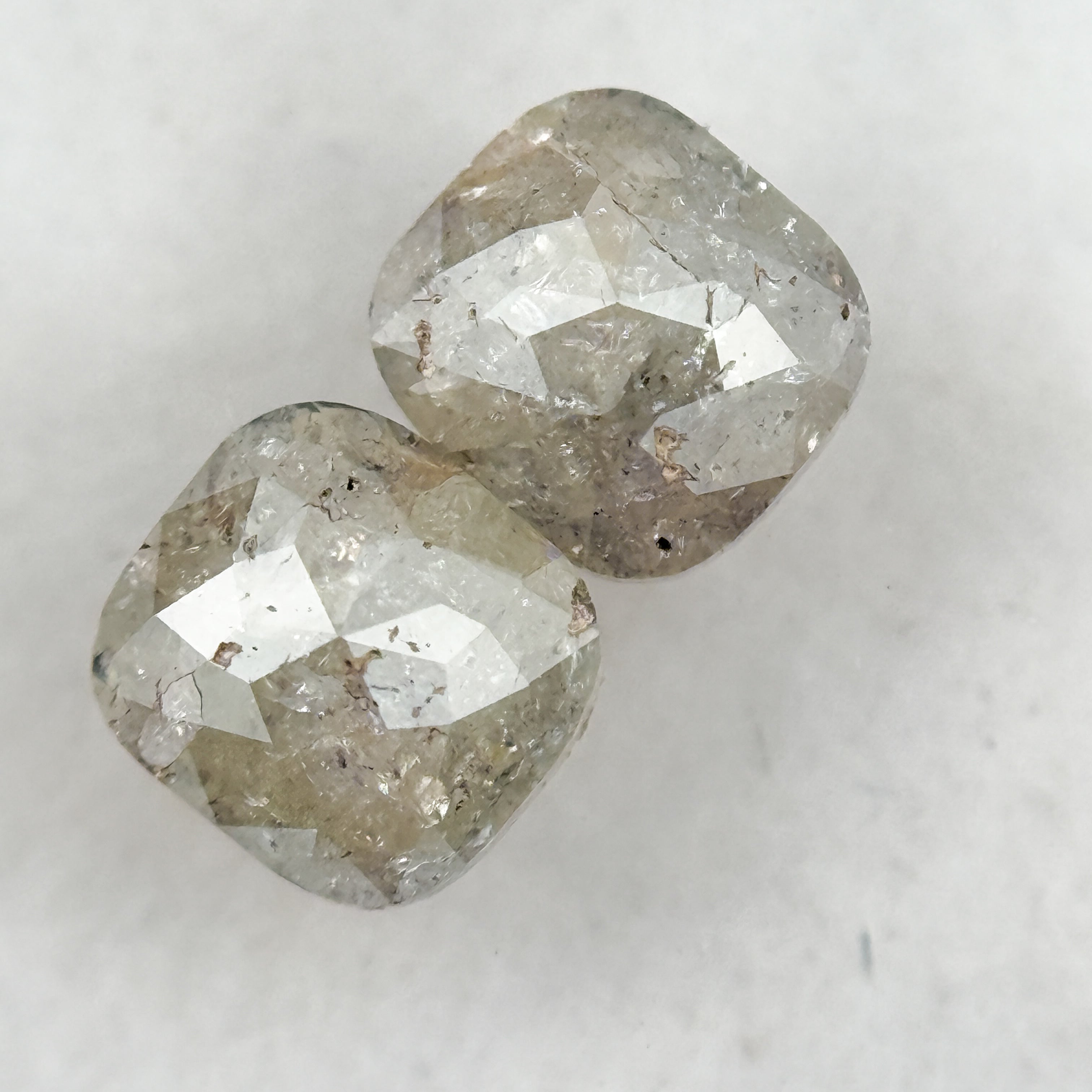 2.02 Ct Cushion Rose Cut Grey Natural Salt and Pepper Diamond