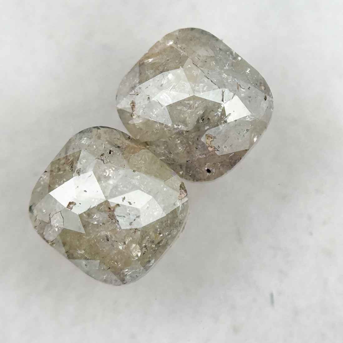 2.02 Ct Cushion Rose Cut Grey Natural Salt and Pepper Diamond
