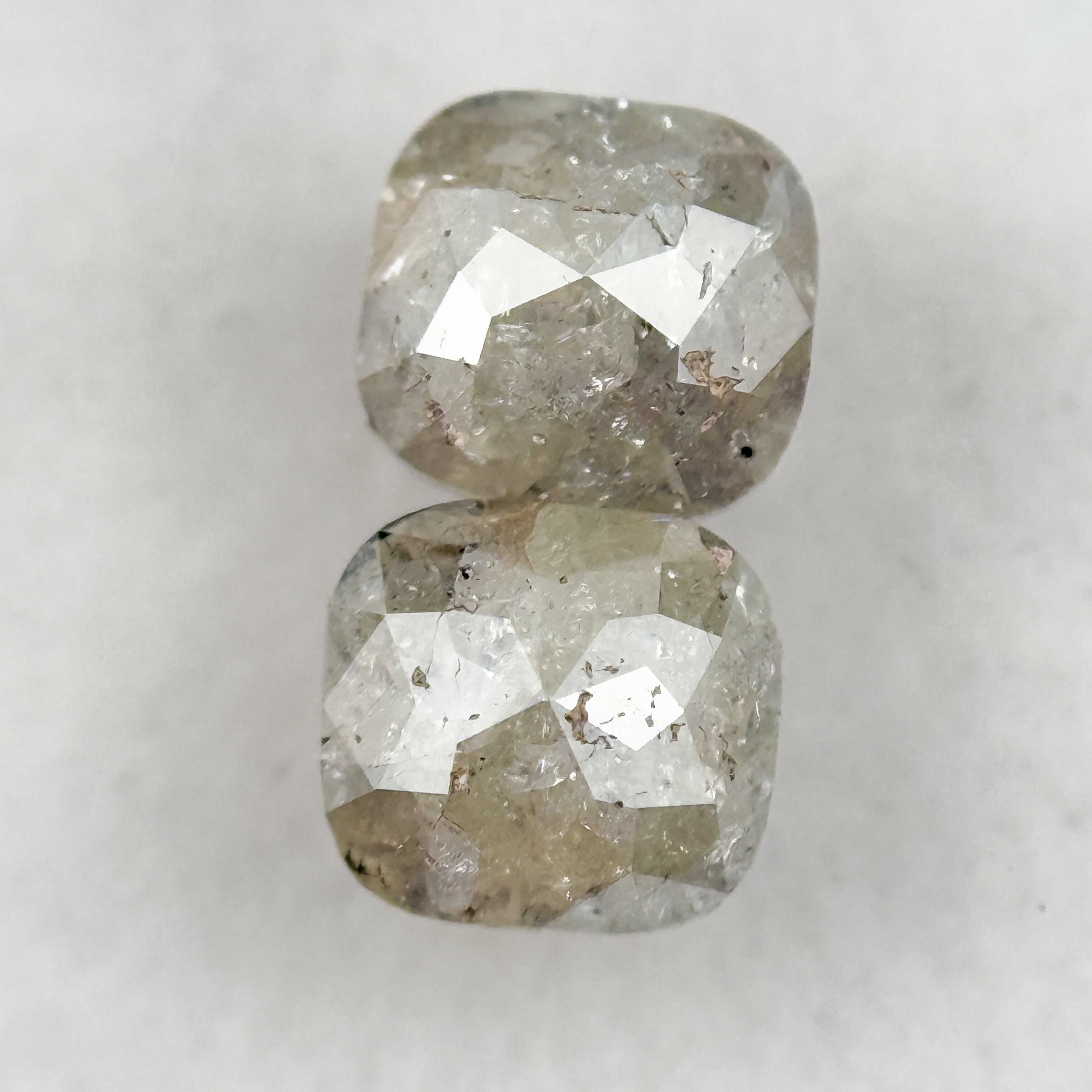 2.02 Ct Cushion Rose Cut Grey Natural Salt and Pepper Diamond
