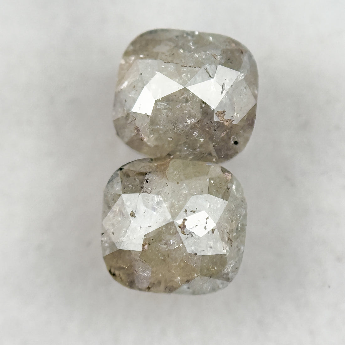 2.02 Ct Cushion Rose Cut Grey Natural Salt and Pepper Diamond