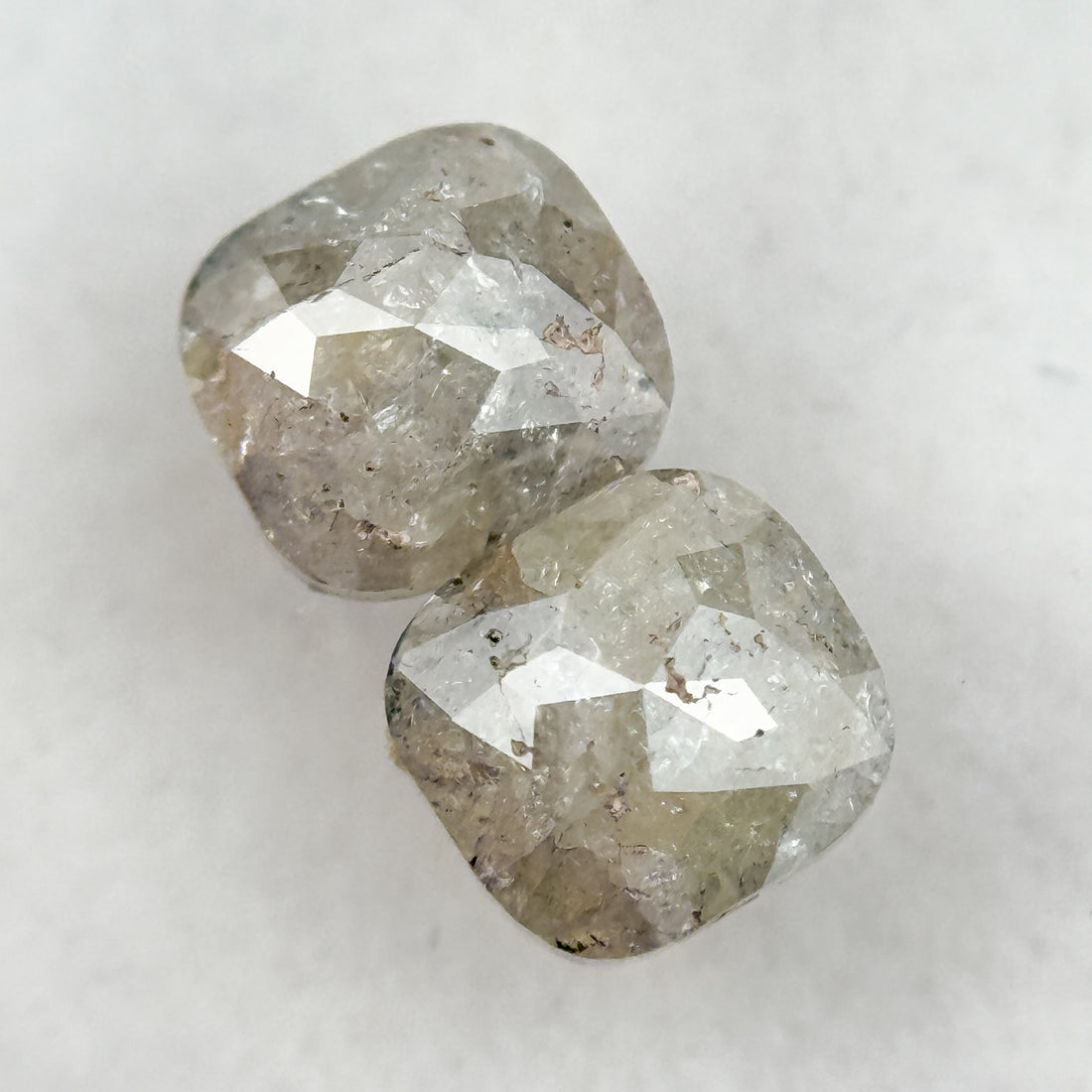 2.02 Ct Cushion Rose Cut Grey Natural Salt and Pepper Diamond