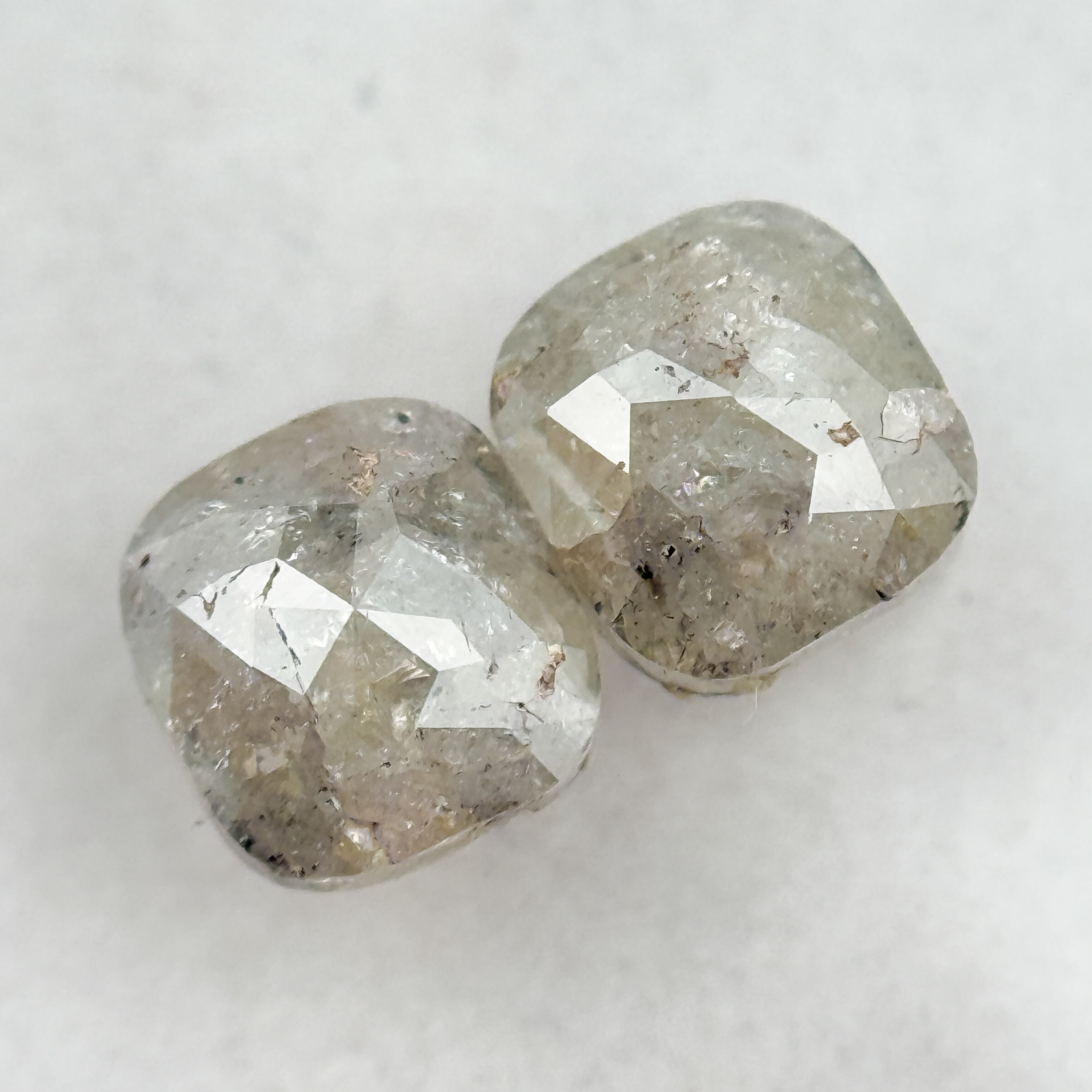 2.02 Ct Cushion Rose Cut Grey Natural Salt and Pepper Diamond