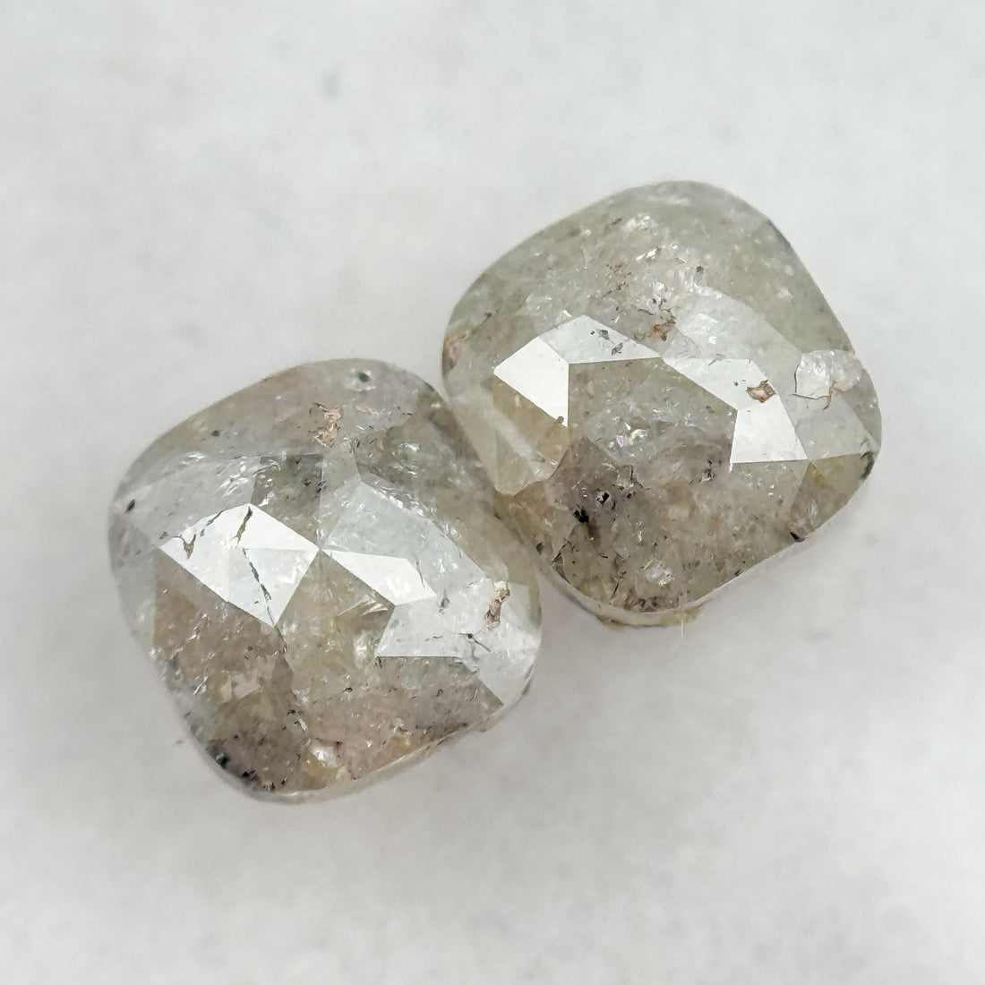2.02 Ct Cushion Rose Cut Grey Natural Salt and Pepper Diamond