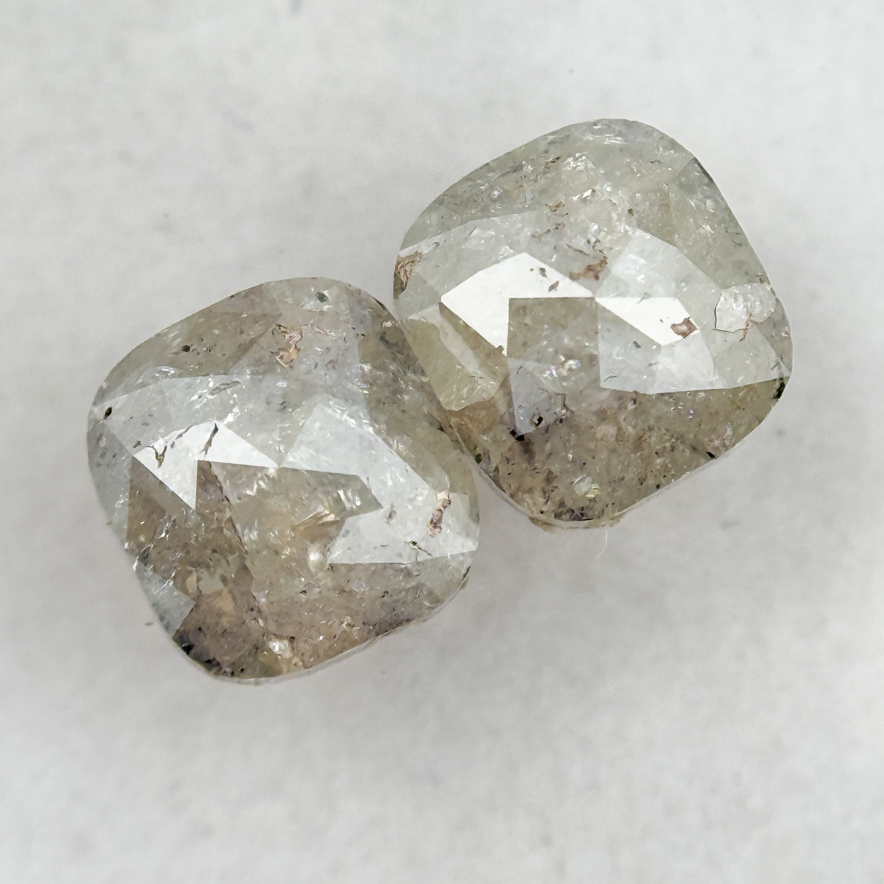 2.02 Ct Cushion Rose Cut Grey Natural Salt and Pepper Diamond