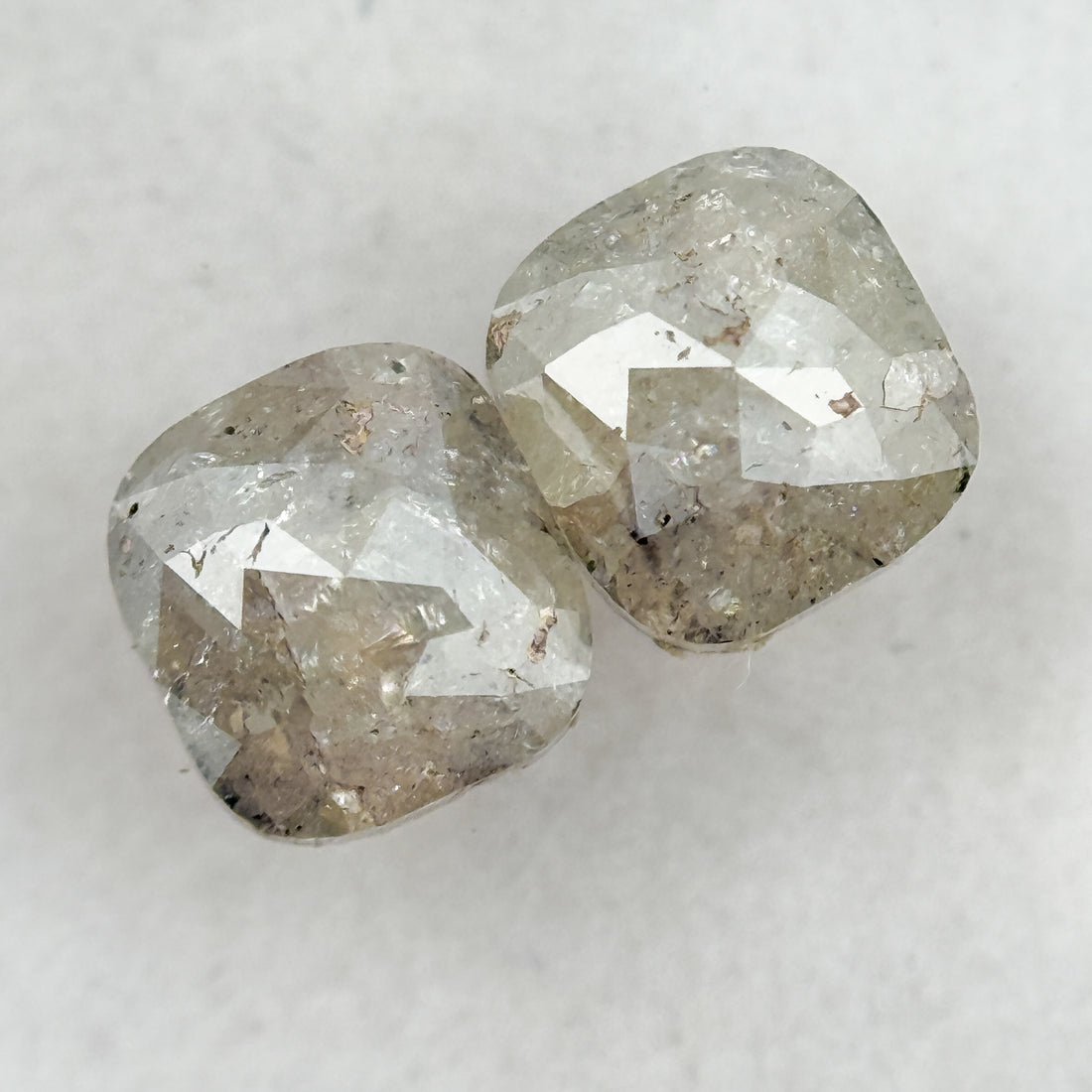 2.02 Ct Cushion Rose Cut Grey Natural Salt and Pepper Diamond
