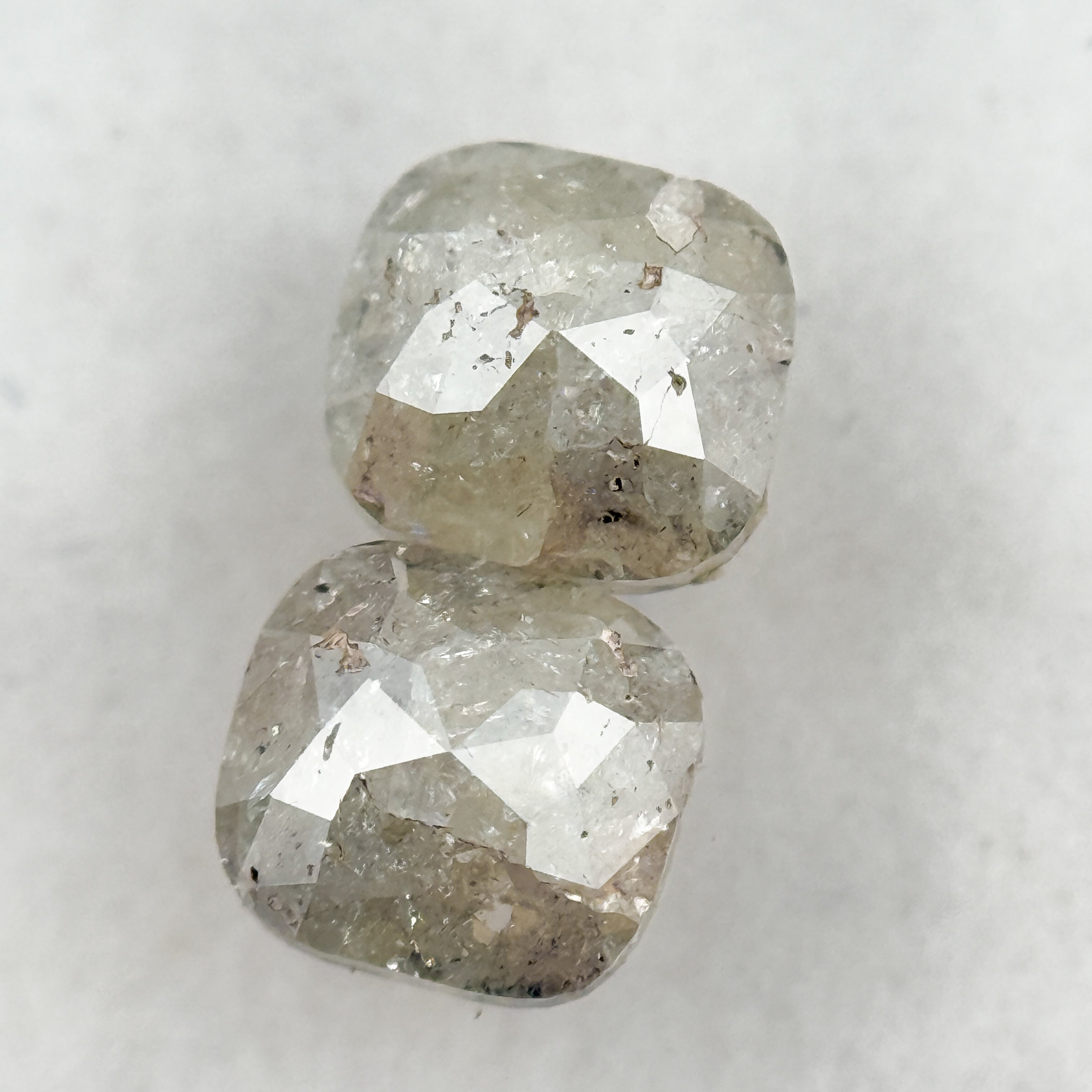 2.02 Ct Cushion Rose Cut Grey Natural Salt and Pepper Diamond