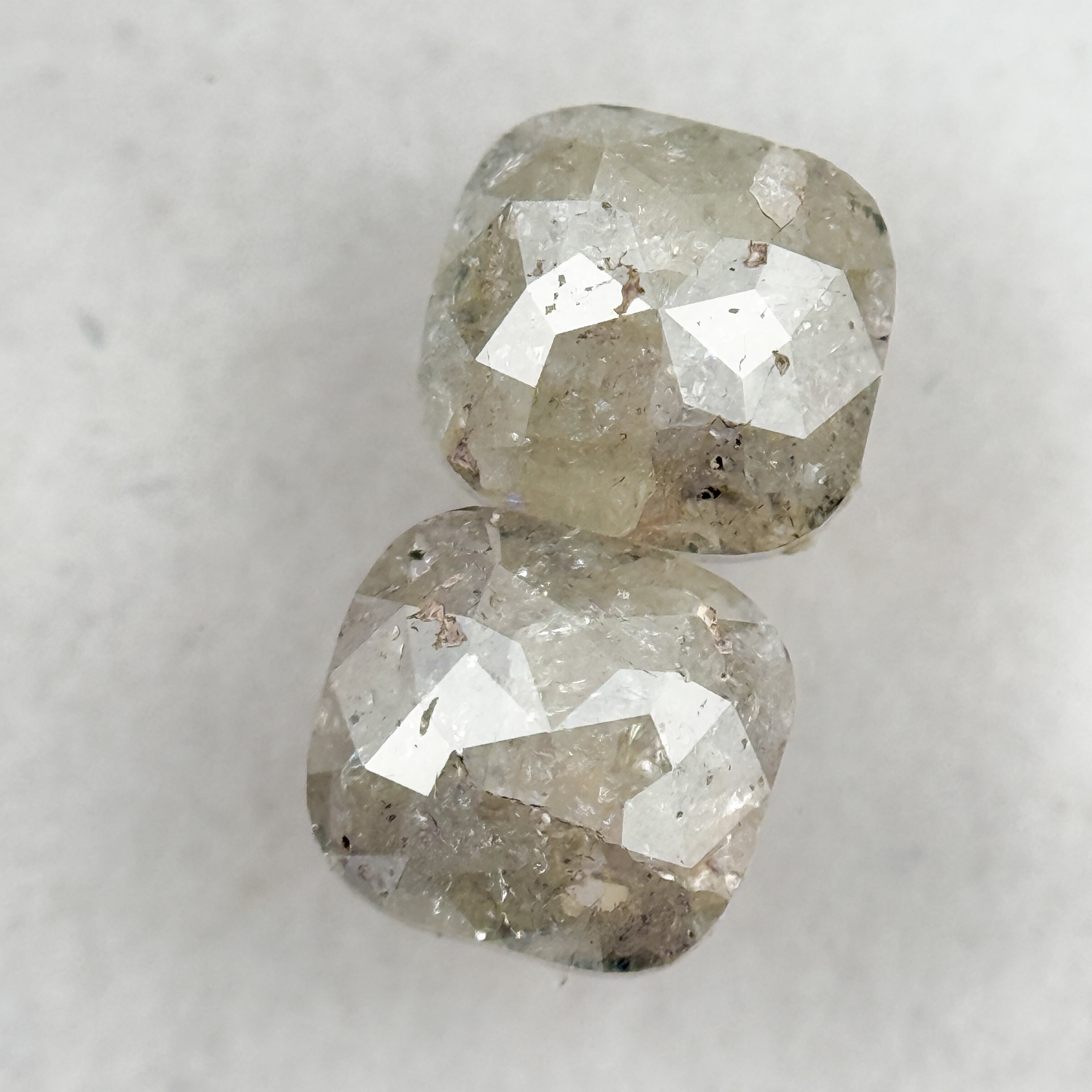 2.02 Ct Cushion Rose Cut Grey Natural Salt and Pepper Diamond