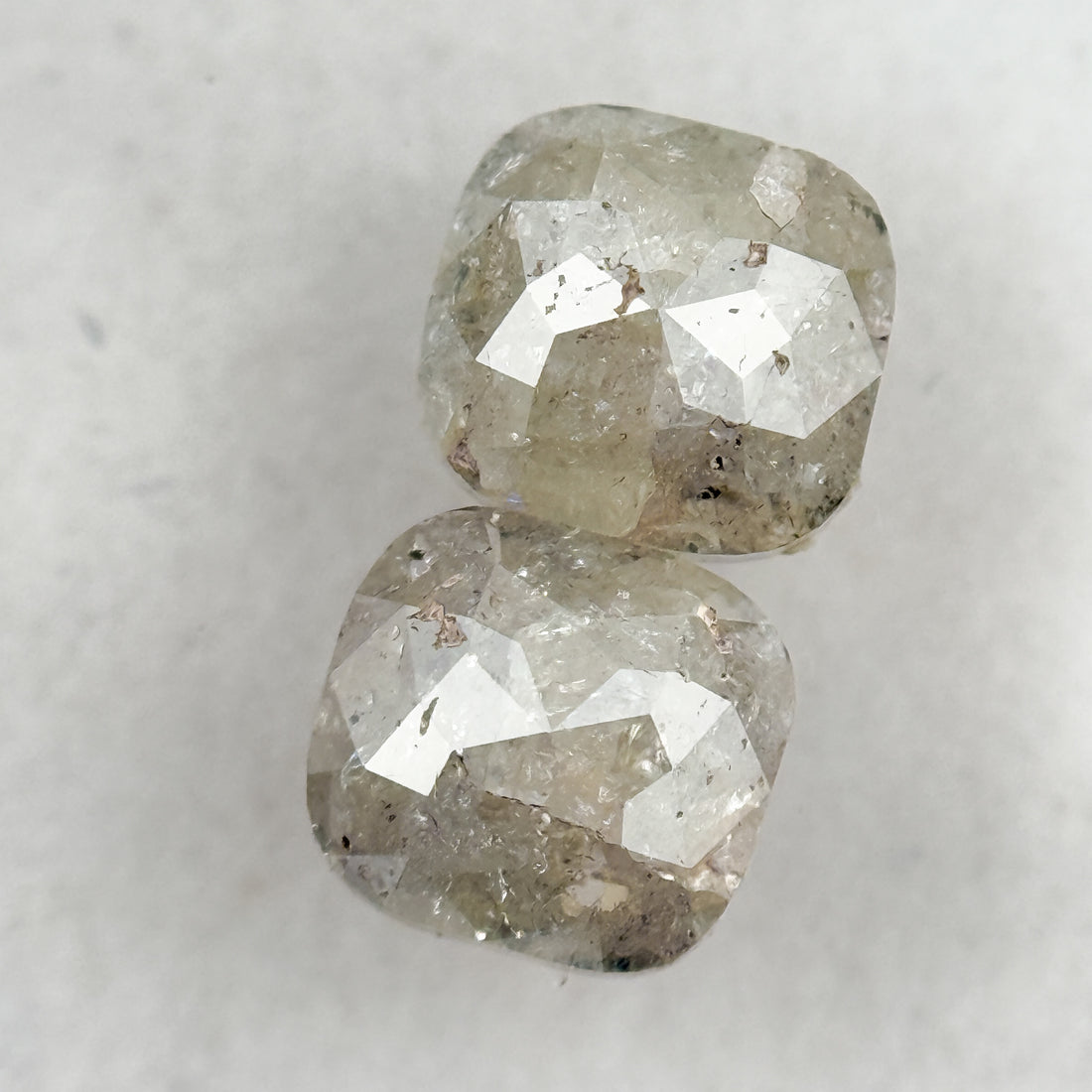 2.02 Ct Cushion Rose Cut Grey Natural Salt and Pepper Diamond