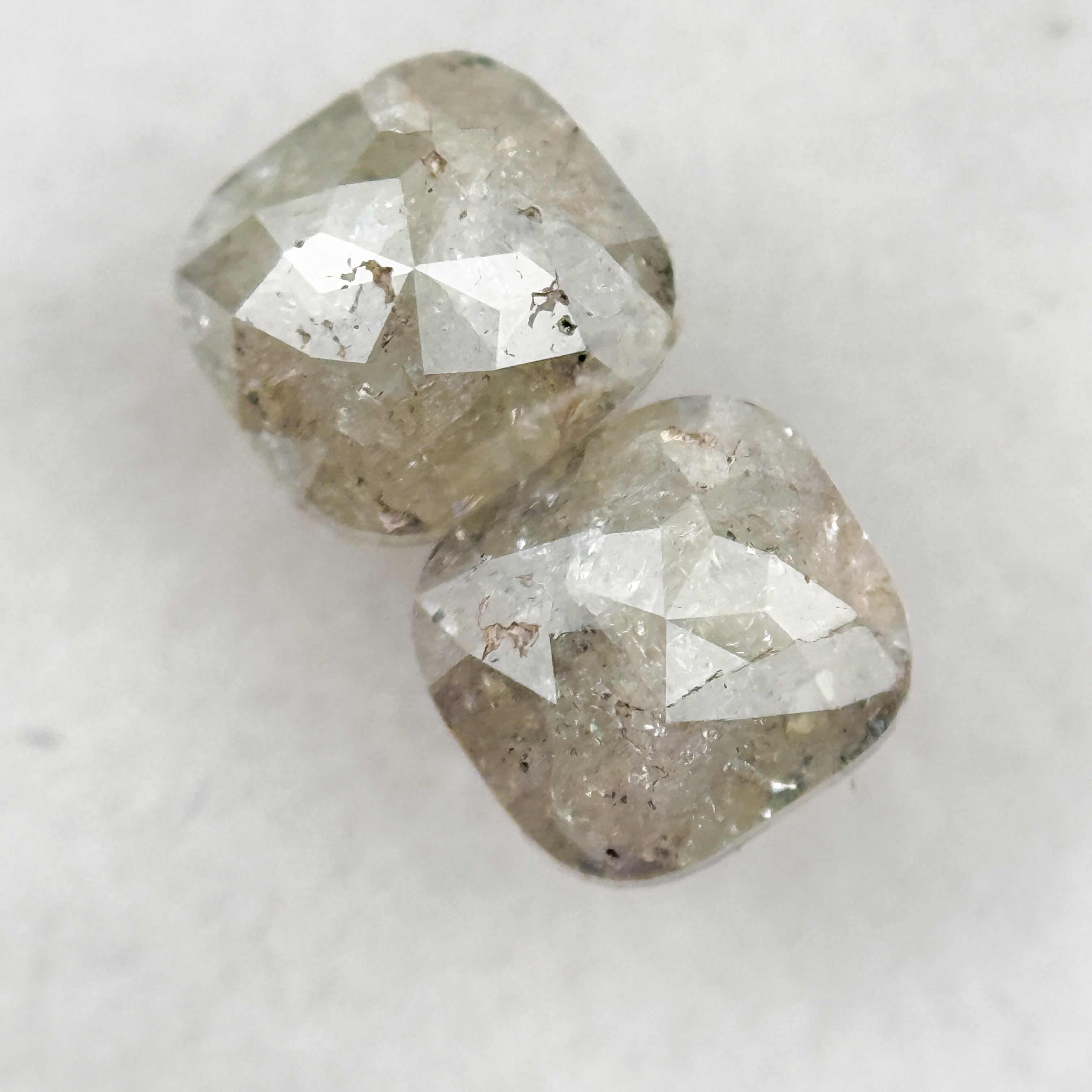2.02 Ct Cushion Rose Cut Grey Natural Salt and Pepper Diamond