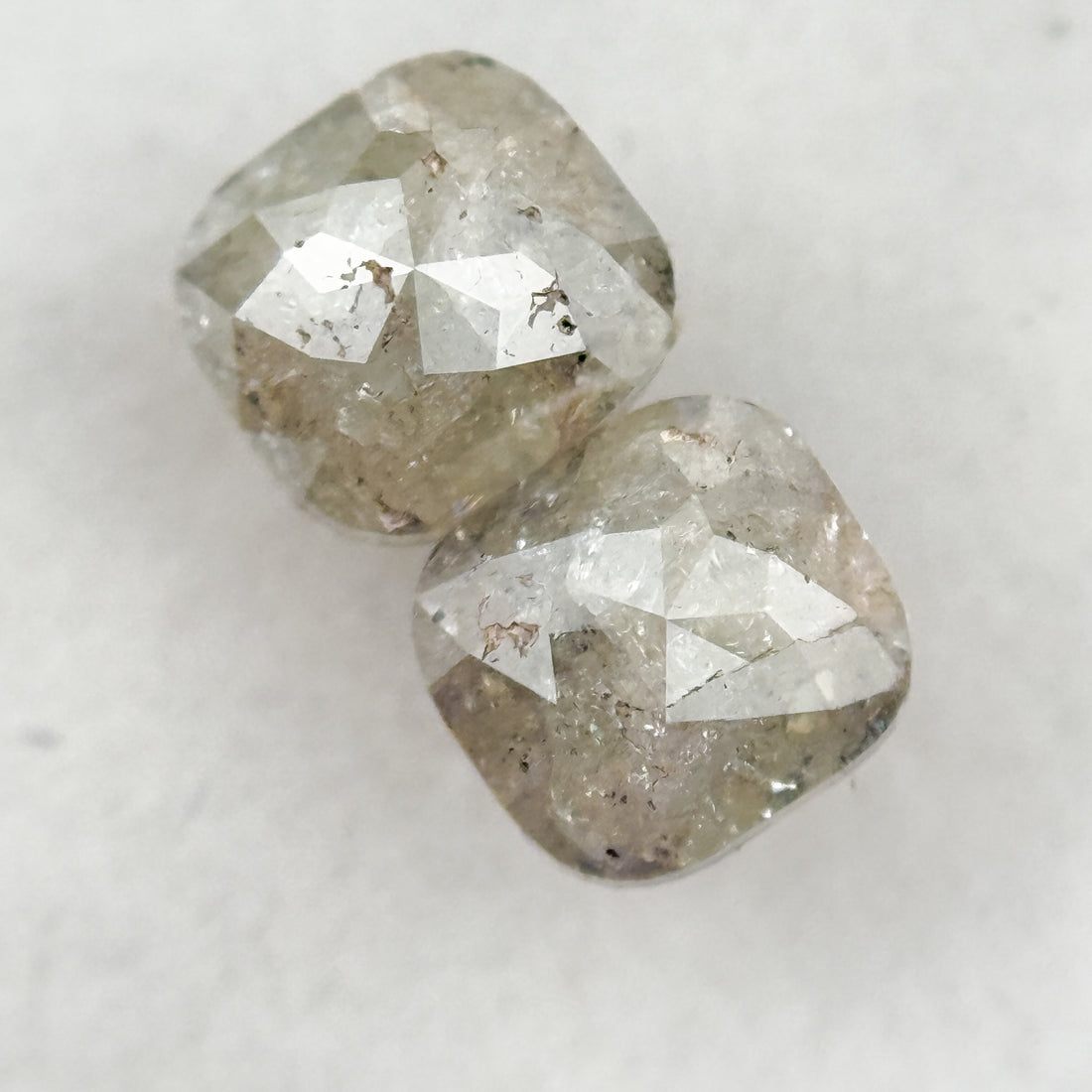 2.02 Ct Cushion Rose Cut Grey Natural Salt and Pepper Diamond