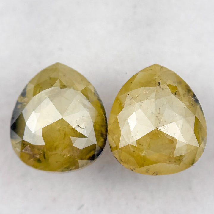 2.72 Ct Pear Rose Cut Yellow Natural Salt and Pepper Diamond