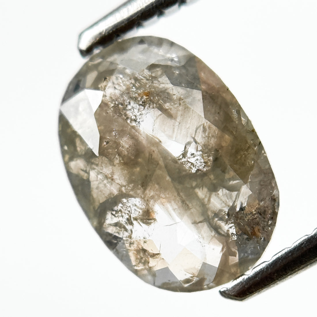 0.95 Ct Oval Rose Cut Grey Natural Salt and Pepper Diamond