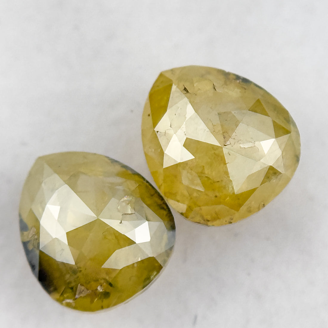 2.72 Ct Pear Rose Cut Yellow Natural Salt and Pepper Diamond