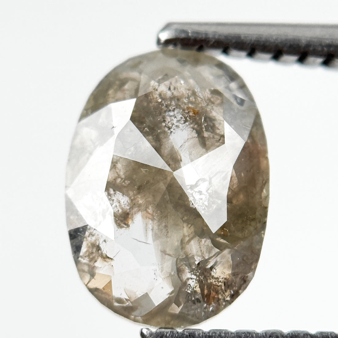 0.95 Ct Oval Rose Cut Grey Natural Salt and Pepper Diamond