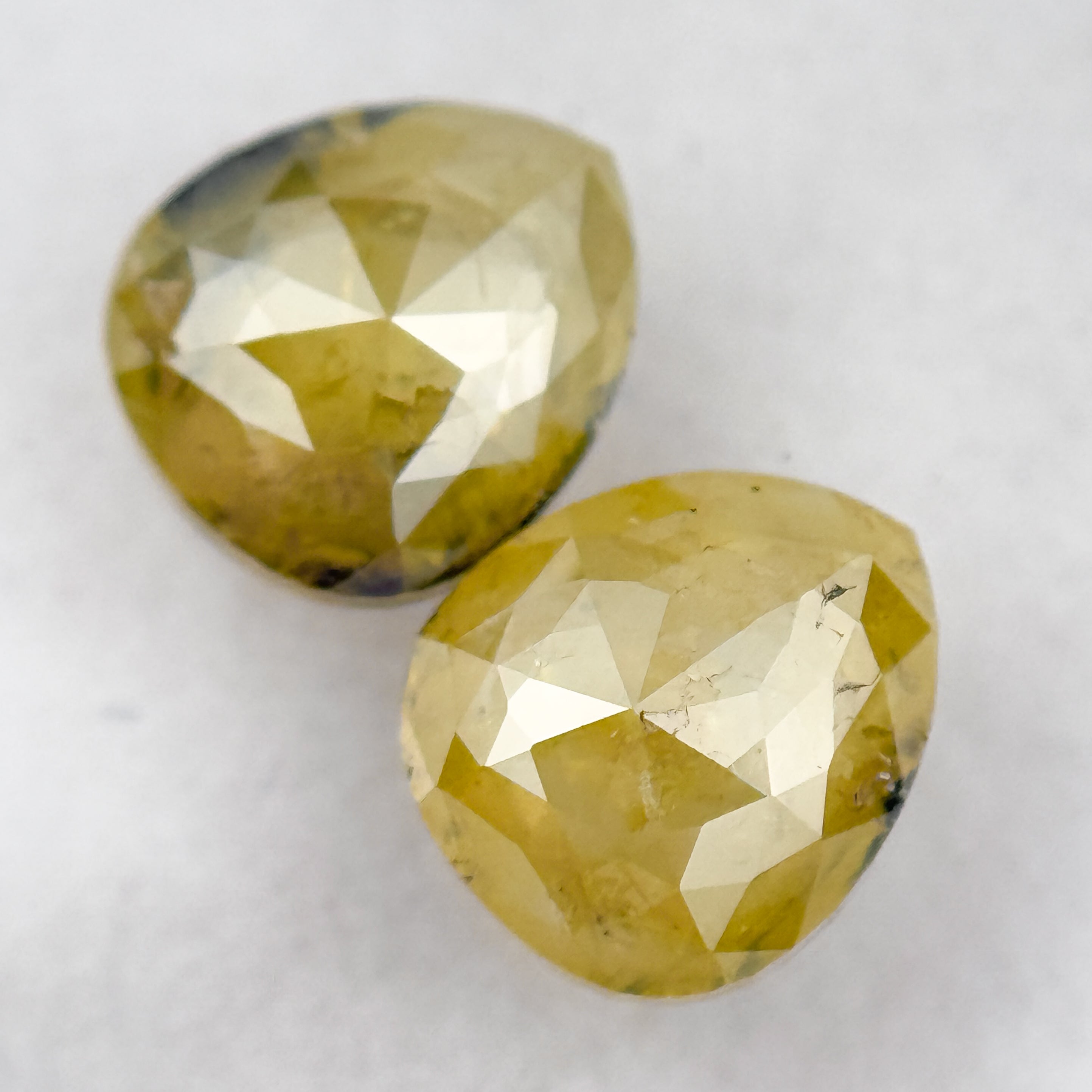 2.72 Ct Pear Rose Cut Yellow Natural Salt and Pepper Diamond