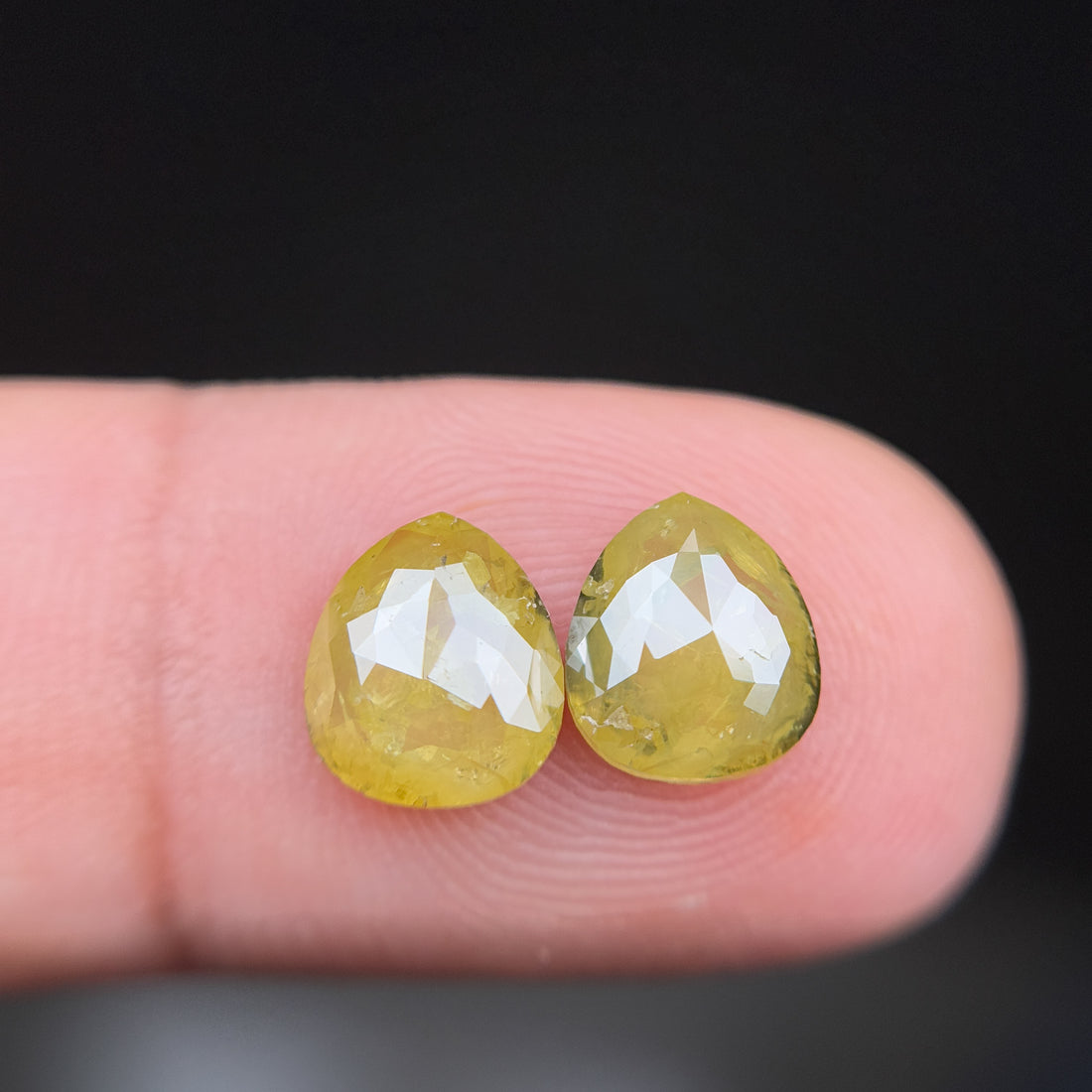 2.72 Ct Pear Rose Cut Yellow Natural Salt and Pepper Diamond