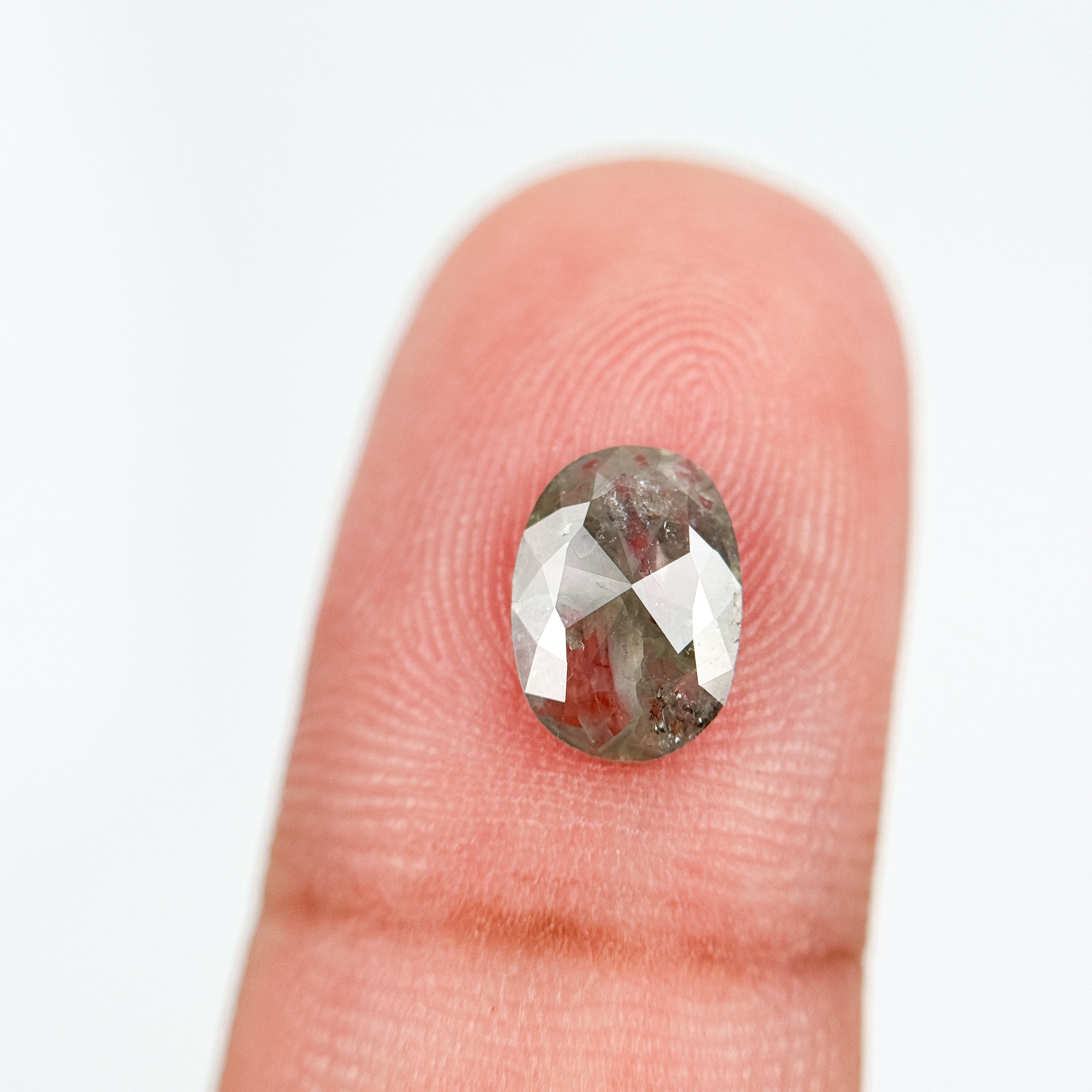 0.95 Ct Oval Rose Cut Grey Natural Salt and Pepper Diamond