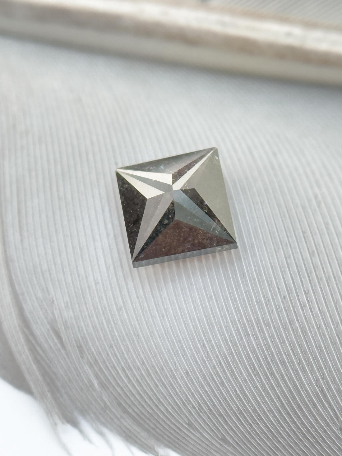 0.45 Ct Princess Rose Cut Grey Natural Salt and Pepper Diamond
