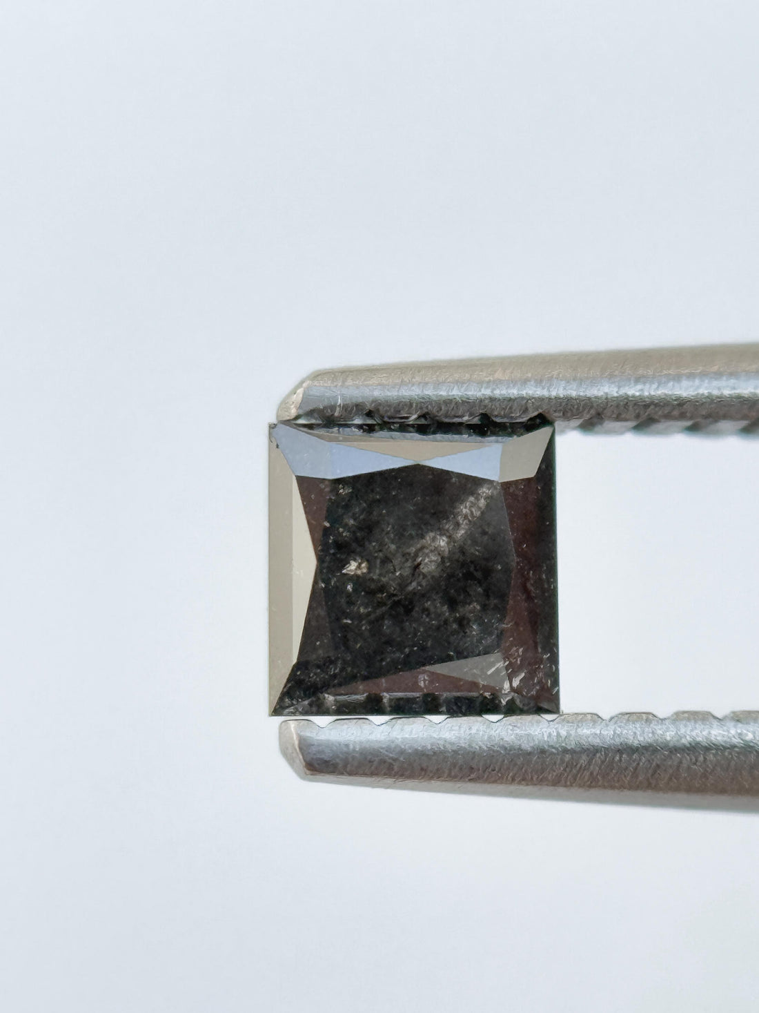 0.45 Ct Princess Rose Cut Grey Natural Salt and Pepper Diamond
