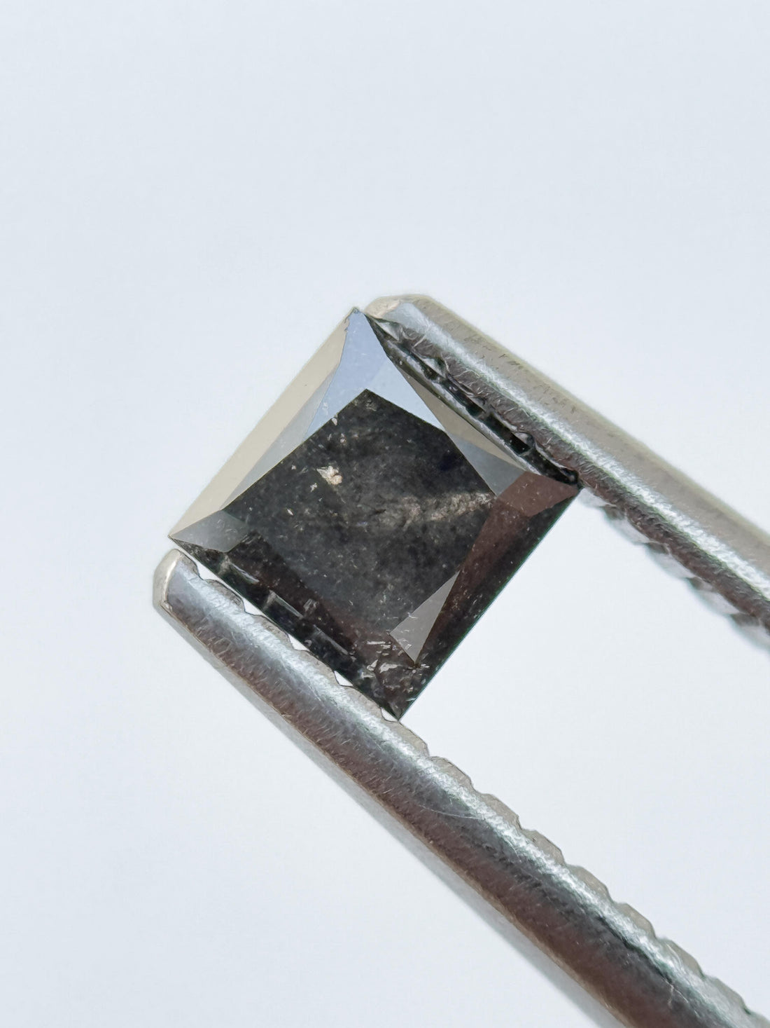 0.45 Ct Princess Rose Cut Grey Natural Salt and Pepper Diamond