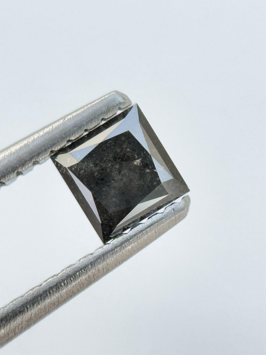 0.45 Ct Princess Rose Cut Grey Natural Salt and Pepper Diamond