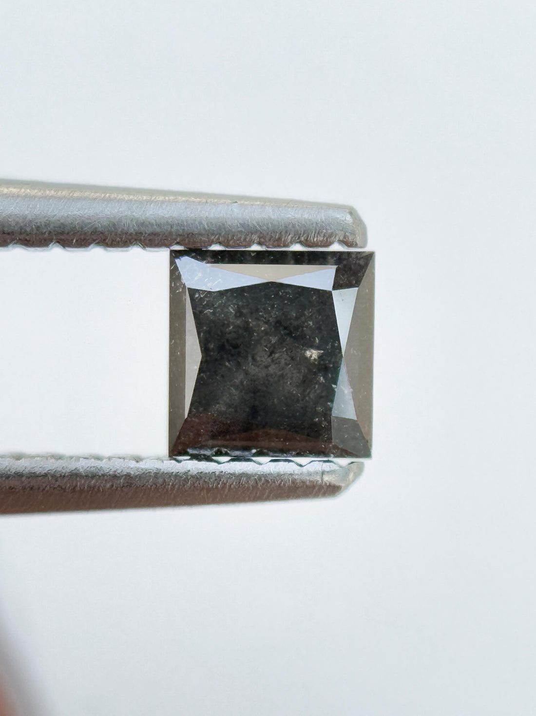 0.45 Ct Princess Rose Cut Grey Natural Salt and Pepper Diamond