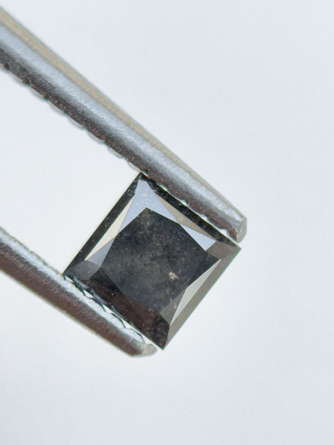 0.45 Ct Princess Rose Cut Grey Natural Salt and Pepper Diamond