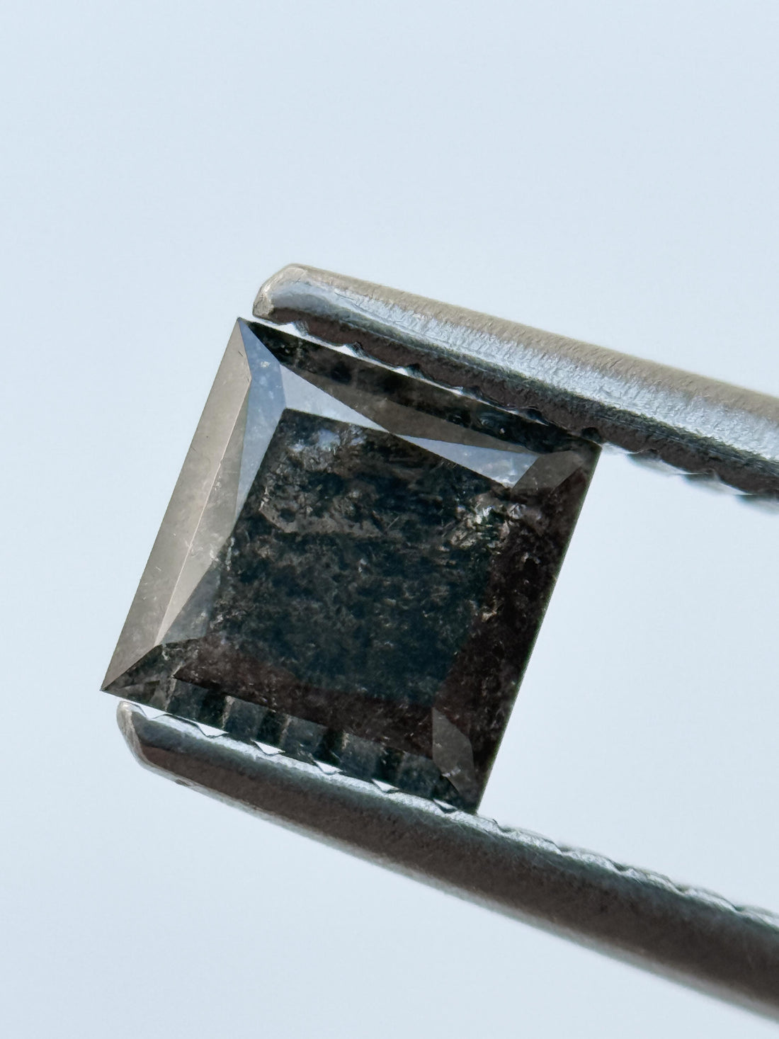 0.75 Ct Princess Rose Cut Grey Natural Salt and Pepper Diamond