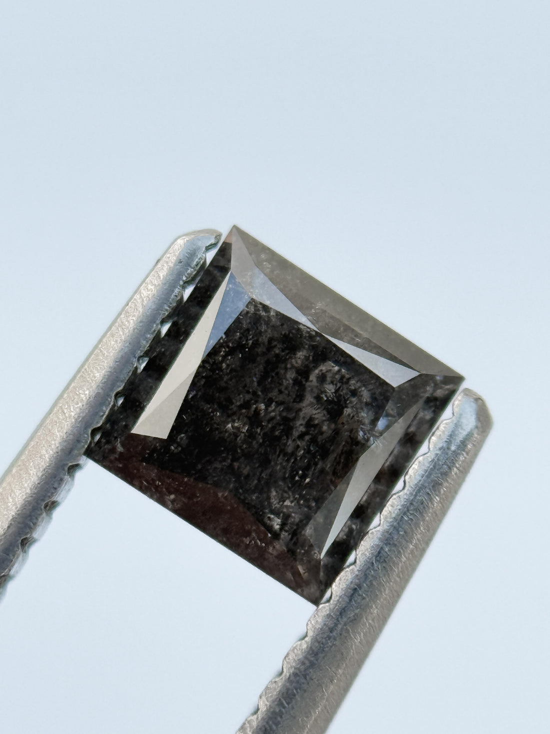 0.75 Ct Princess Rose Cut Grey Natural Salt and Pepper Diamond